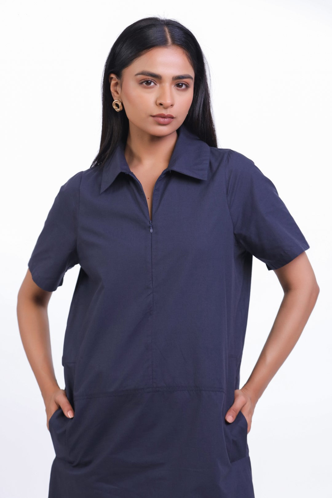 Women’s Navy Blue Cotton Dress