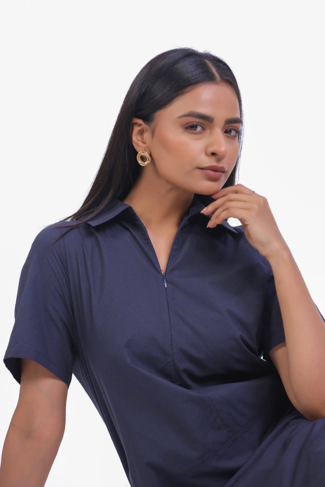 Women’s Navy Blue Cotton Dress
