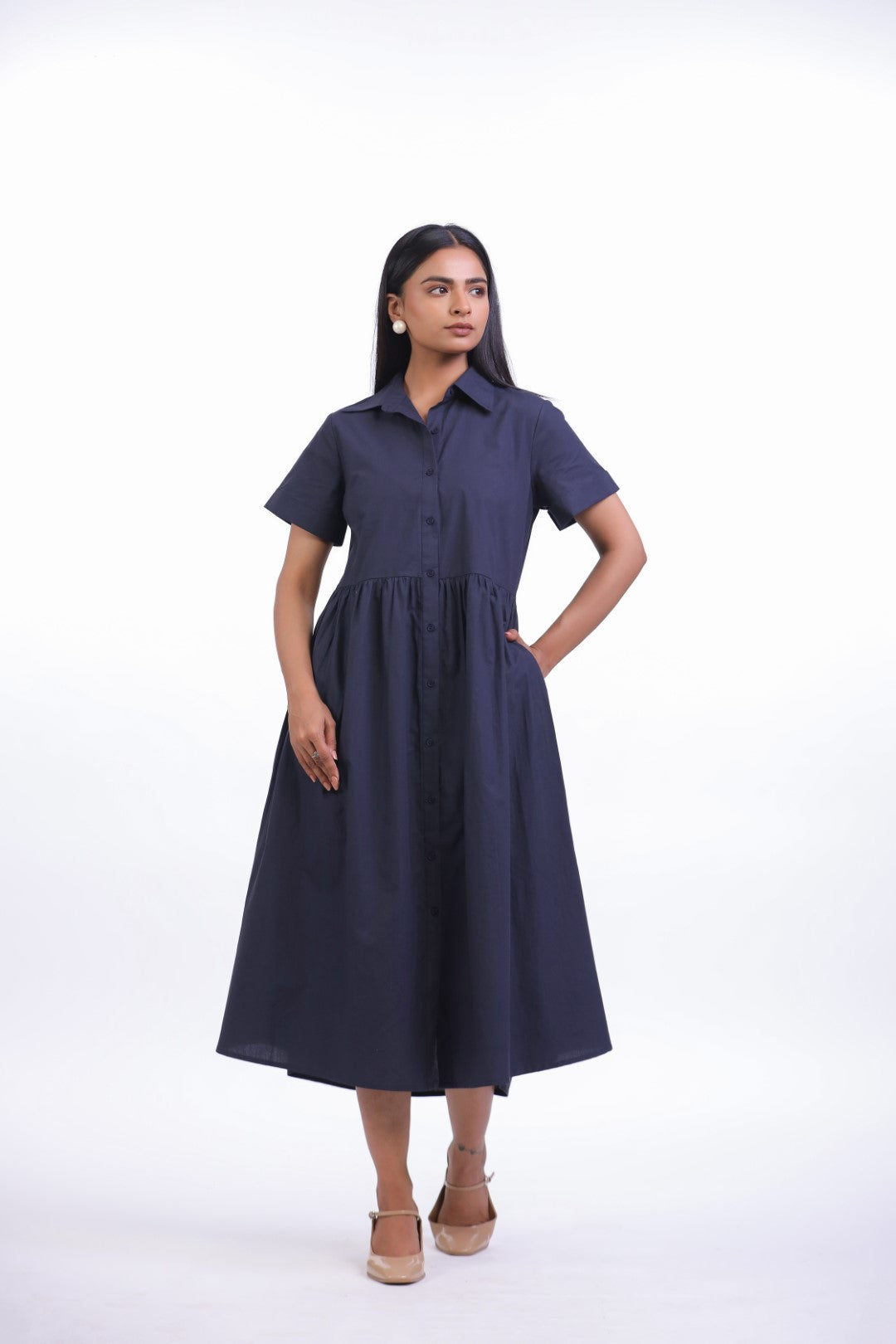 Women’s Navy Blue Cotton Dress