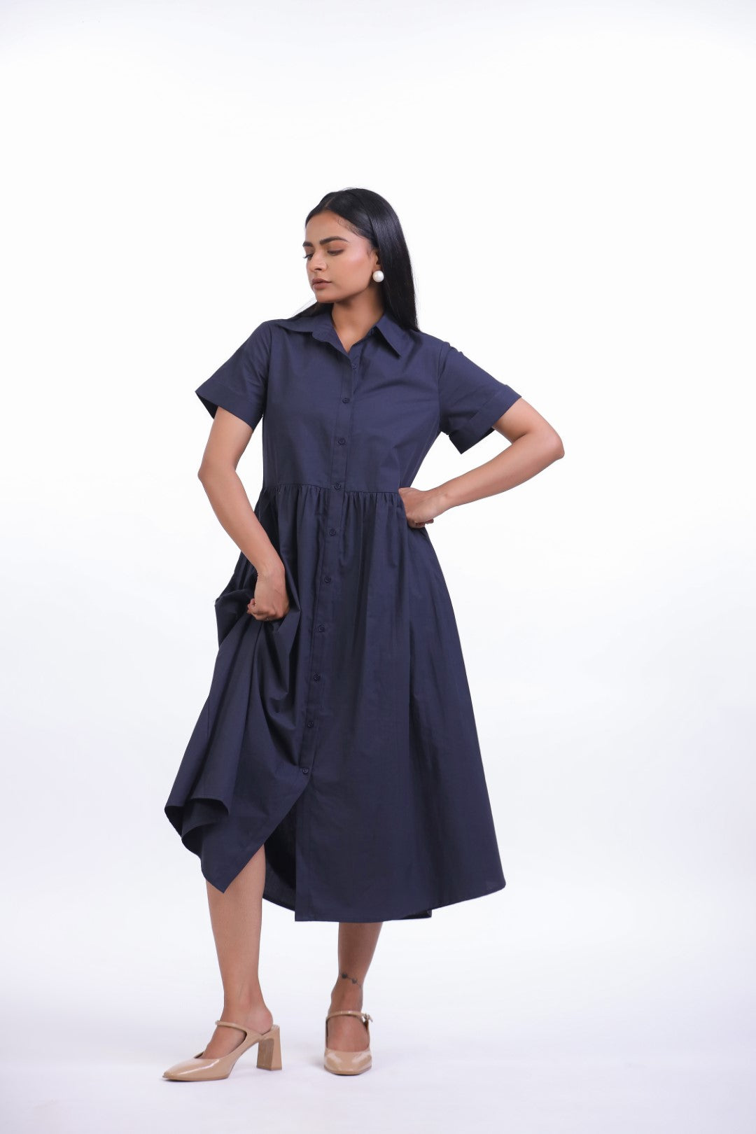 Women’s Navy Blue Cotton Dress