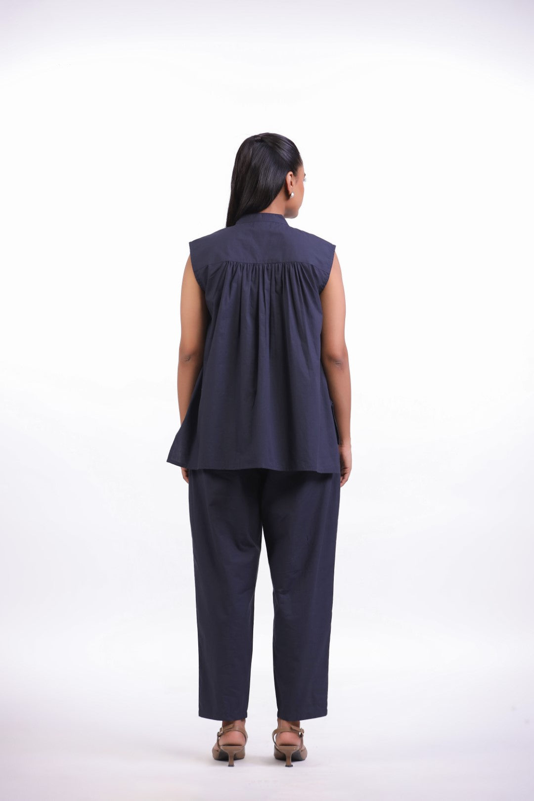 Women's Cotton Top With Navy Blue Pants (CO-ORD)