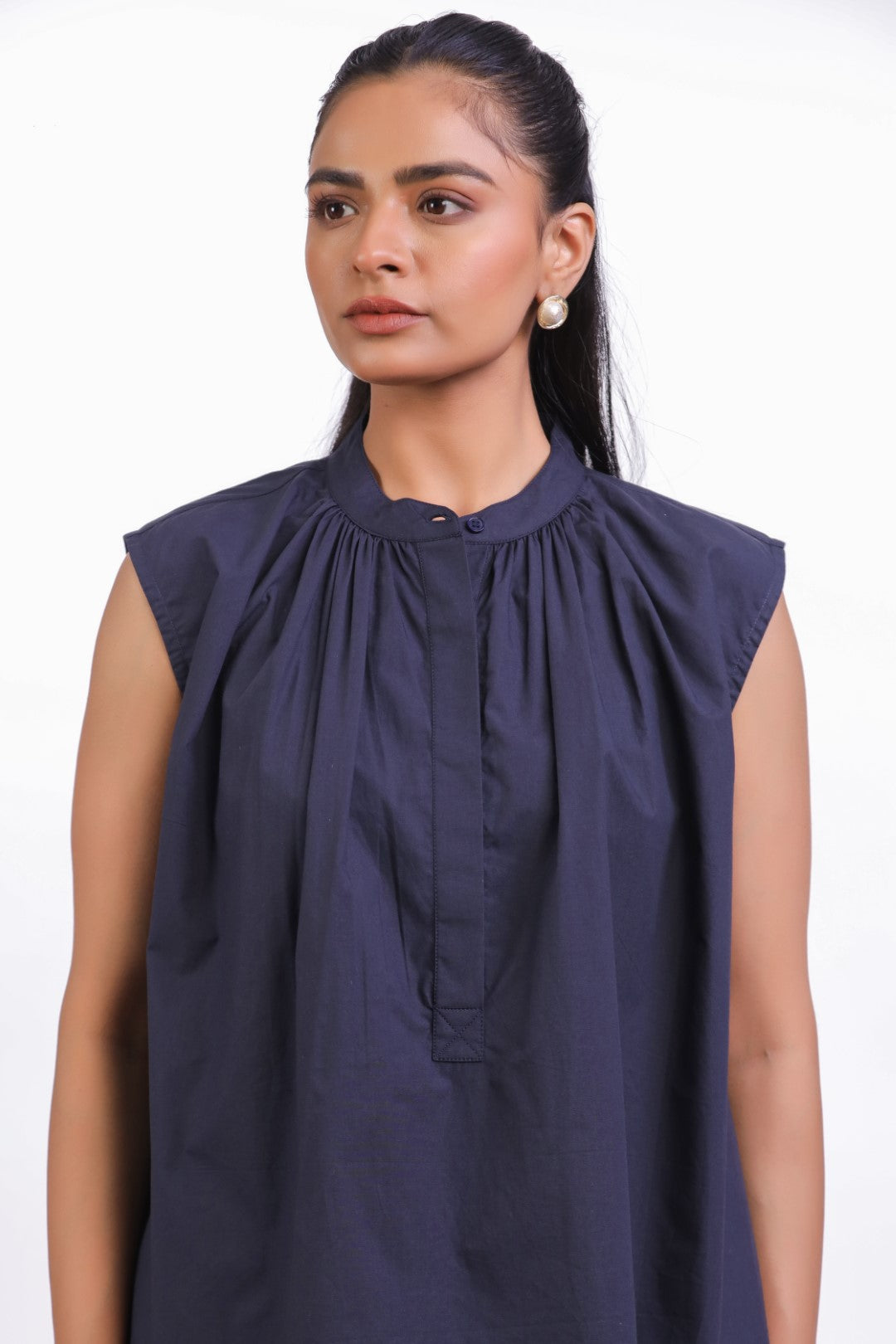 Women's Cotton Top With Navy Blue Pants (CO-ORD)