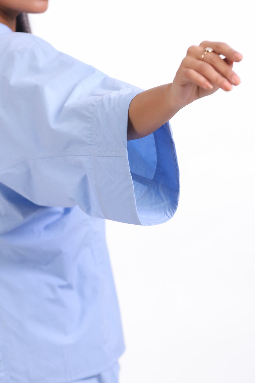 Women’s Blue Solid Cotton Poplin Co-Ord Set