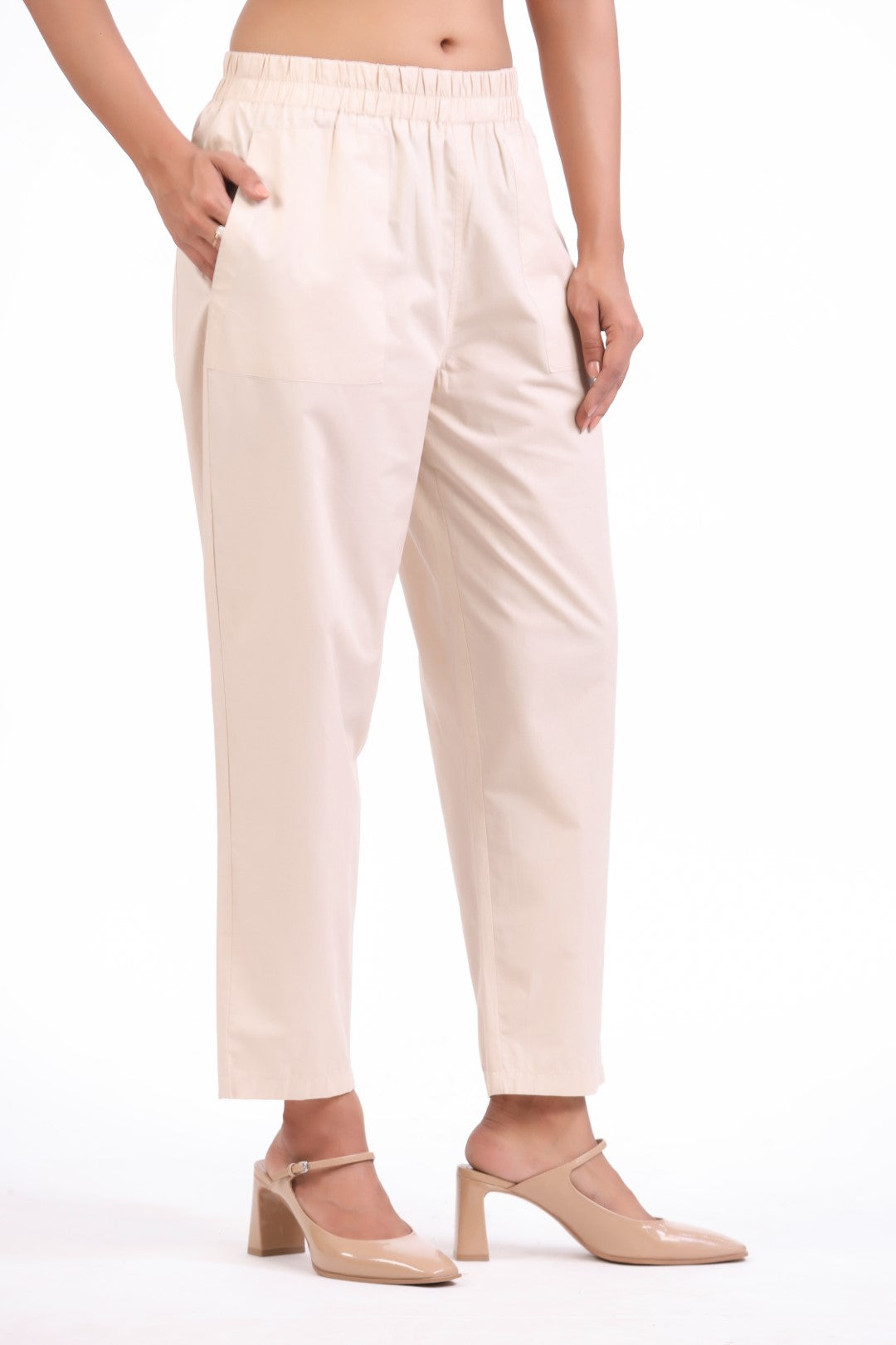 Women’s Off White Cotton Trouser