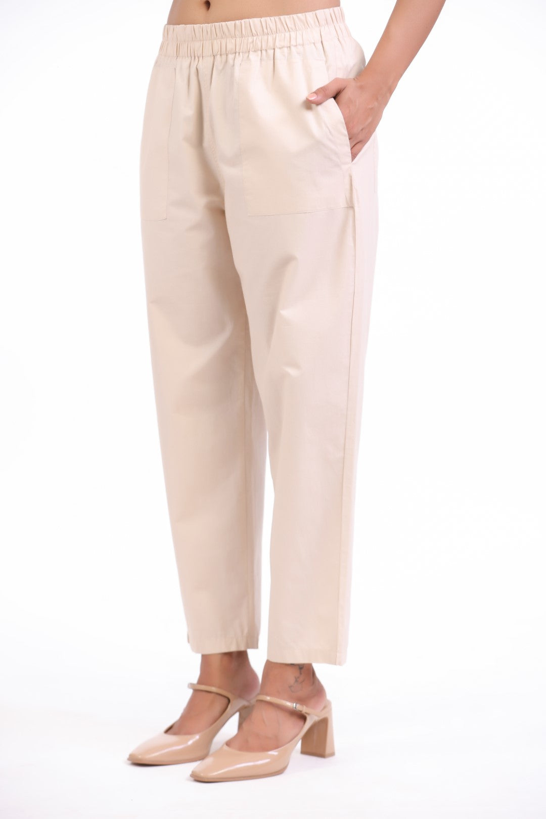 Women’s Off White Cotton Trouser
