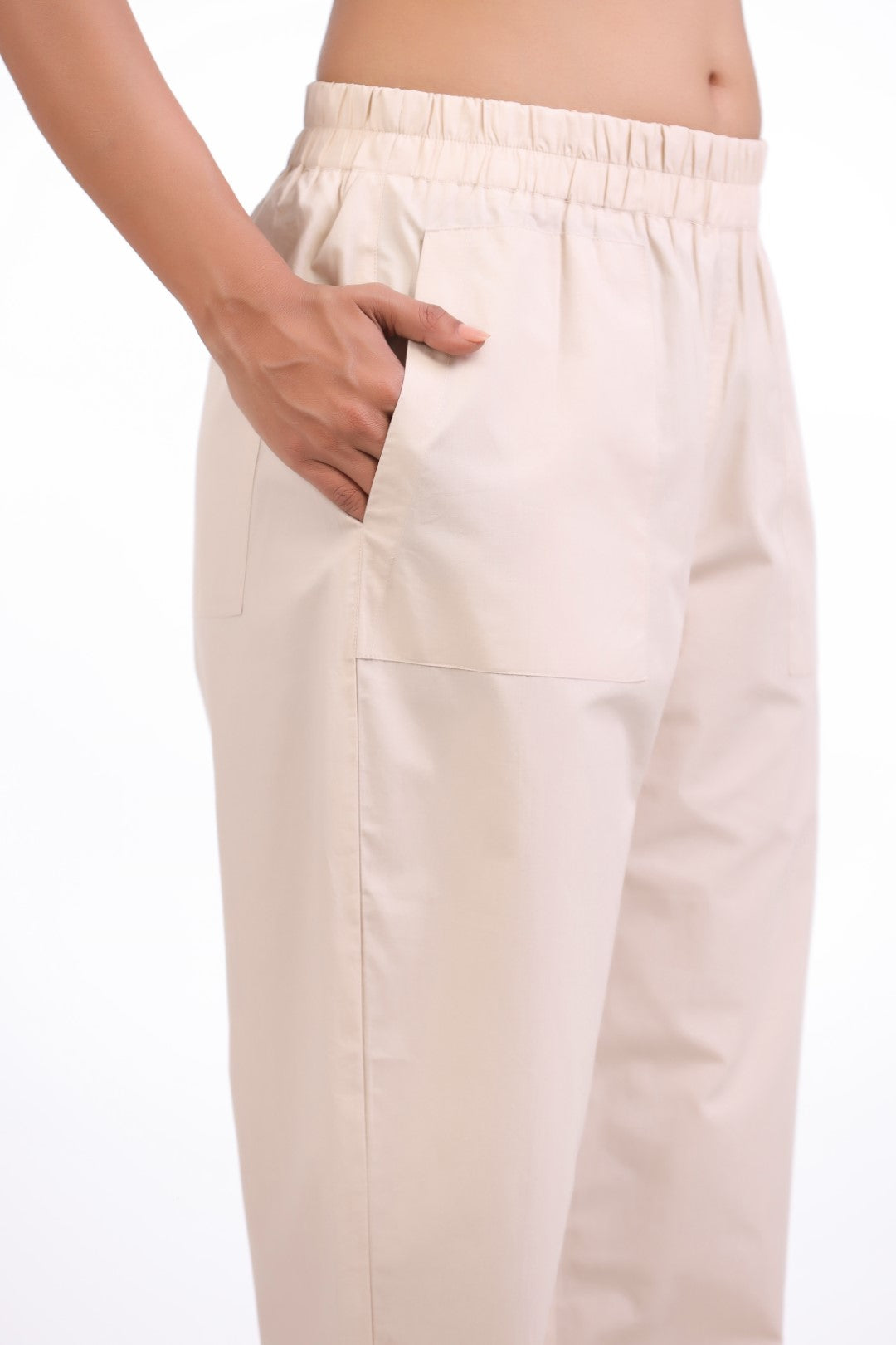 Women’s Off White Cotton Trouser