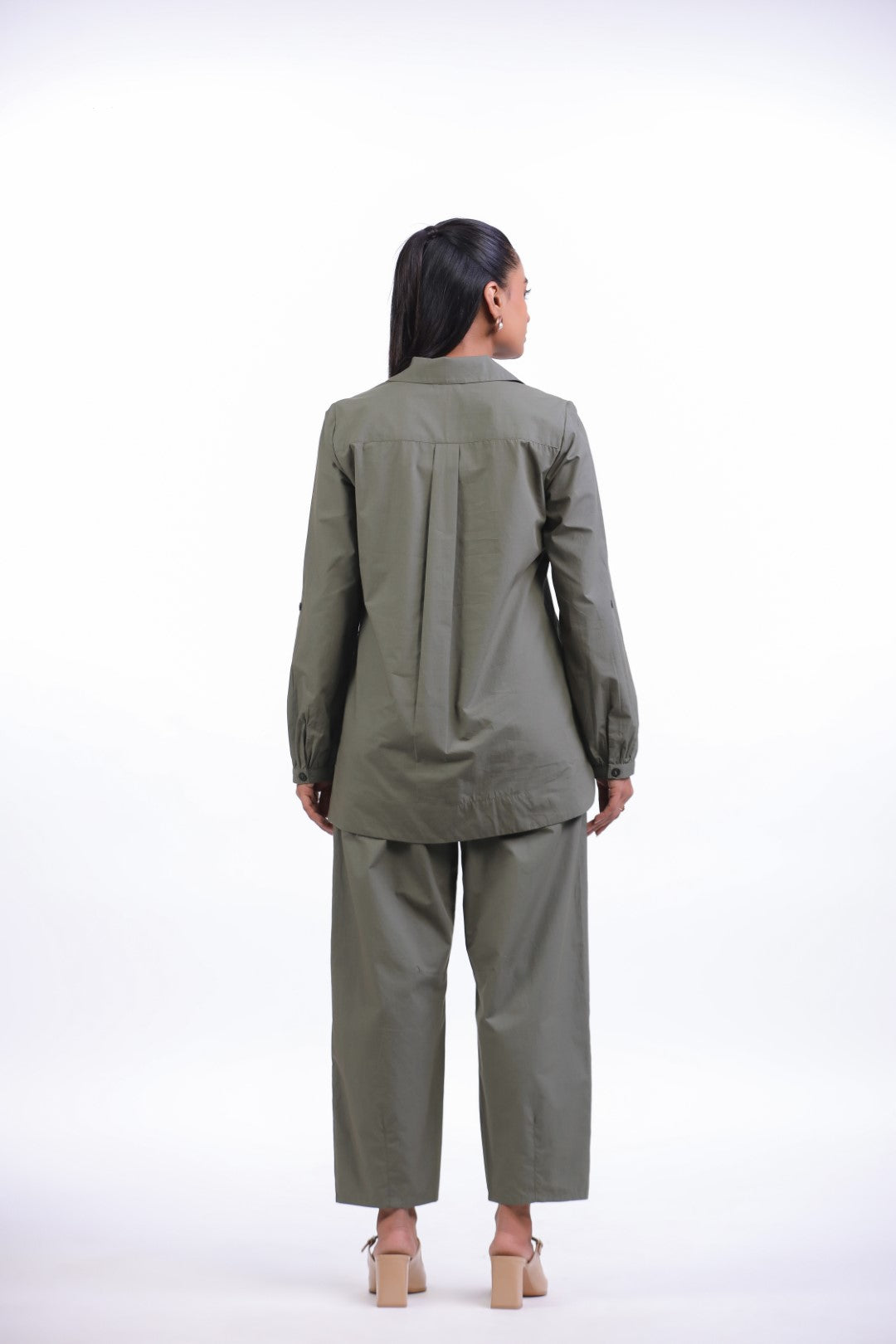 Women's Green Cotton Top With Green Pant (co-ord)
