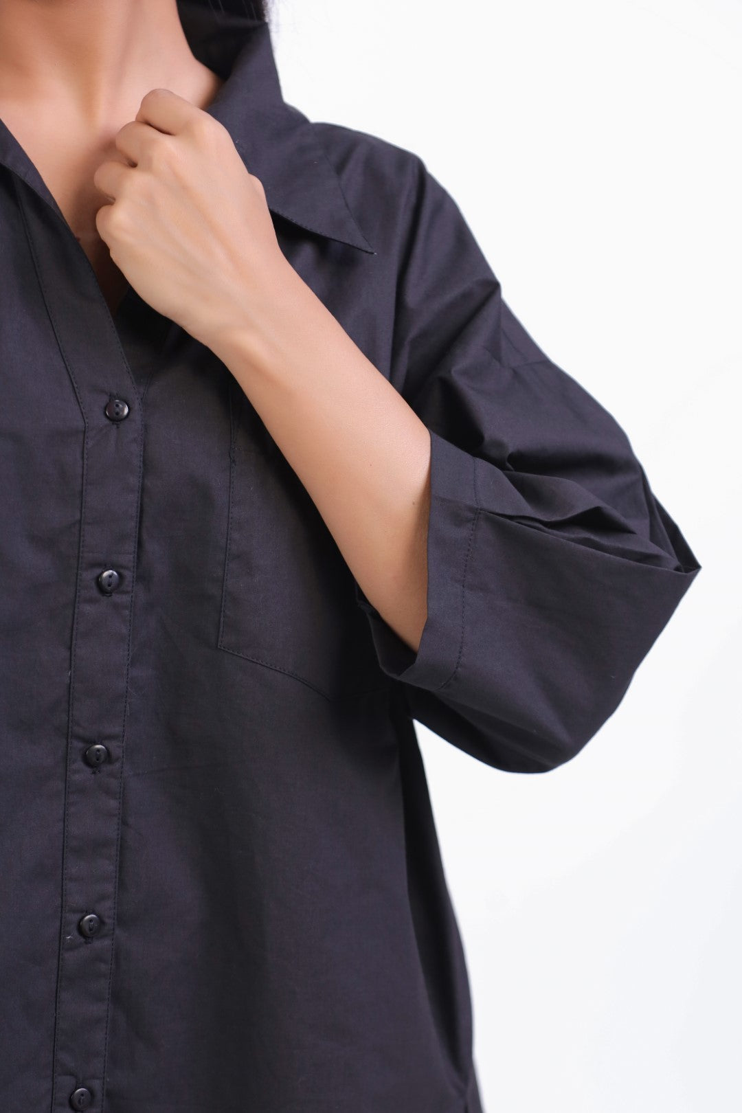 Women’s Black Cotton Poplin Top