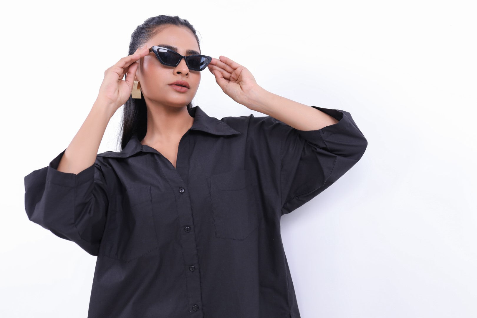 Women’s Black Cotton Poplin Top