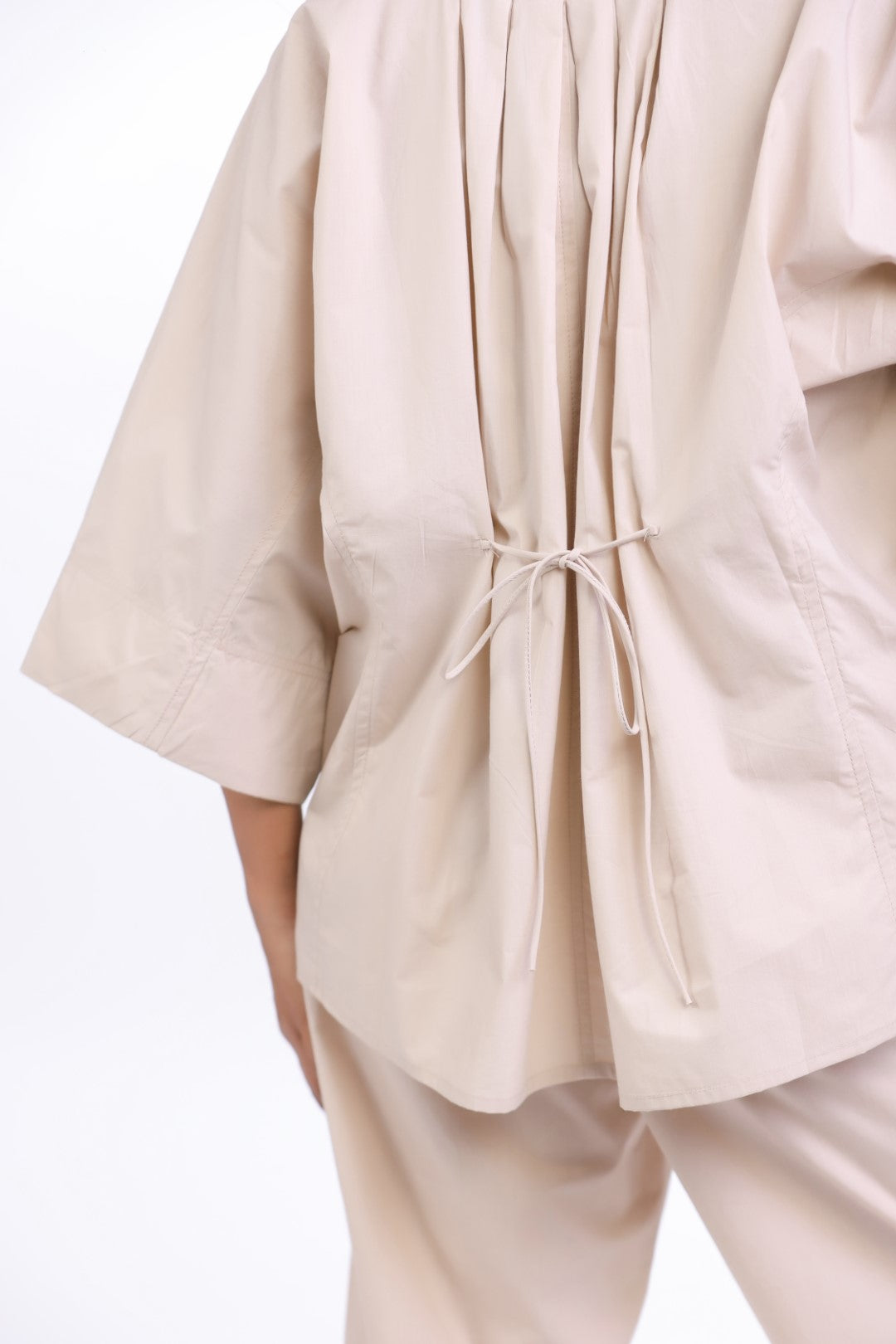 Women’s Beige Solid Cotton Poplin Co-Ord Set