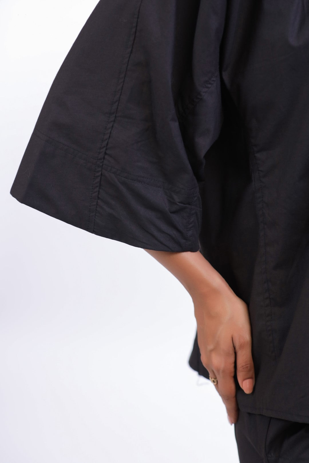 Women’s Black Solid Cotton Poplin Co-Ord Set