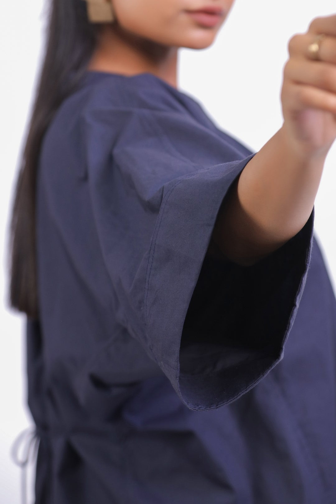 Women’s Navy Solid Cotton Poplin Co-Ord Set