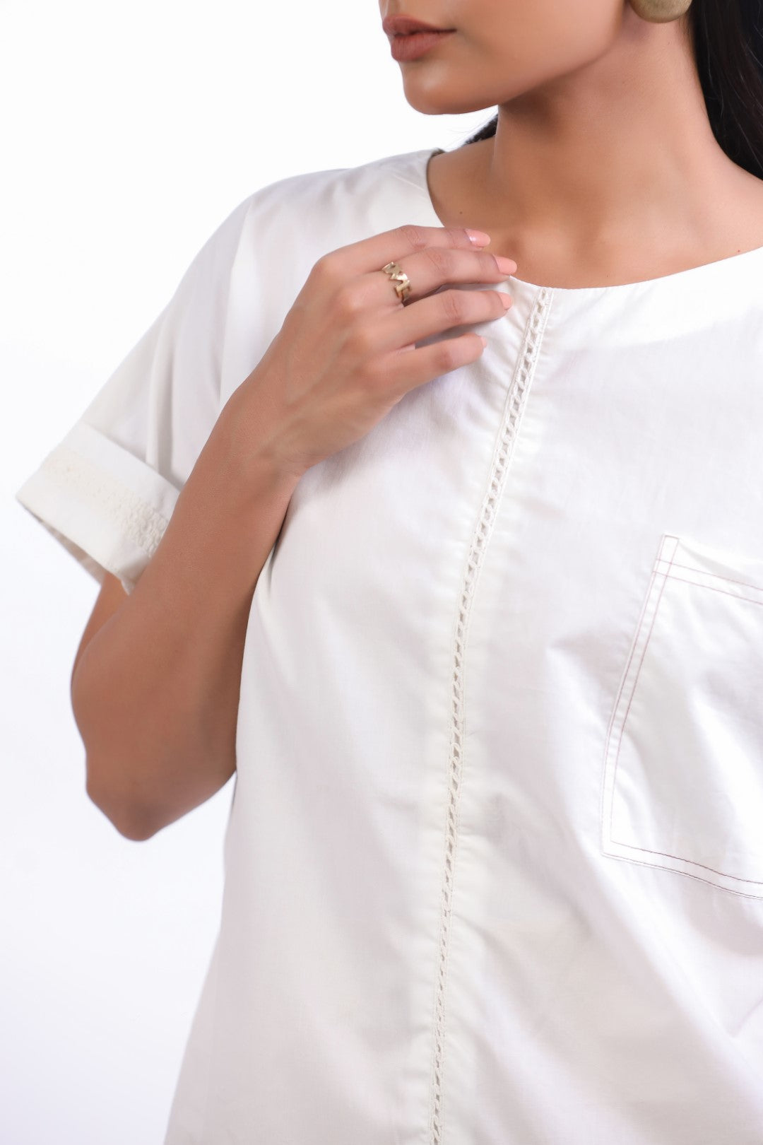 Women White Cotton Top With Yellow Shorts (Co-ord)