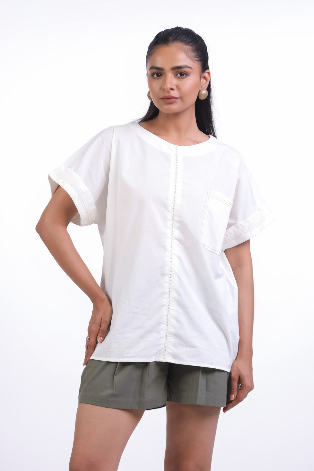 Women White Cotton Top