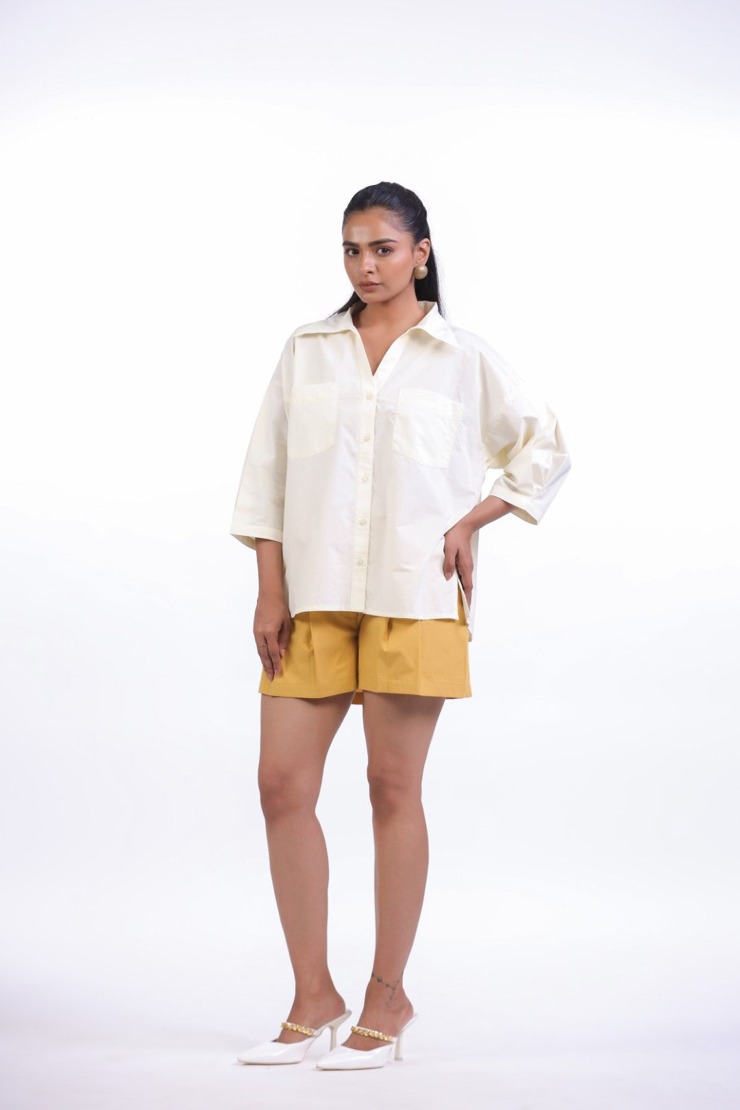 Women’s Off White Cotton Poplin Co-Ord Set