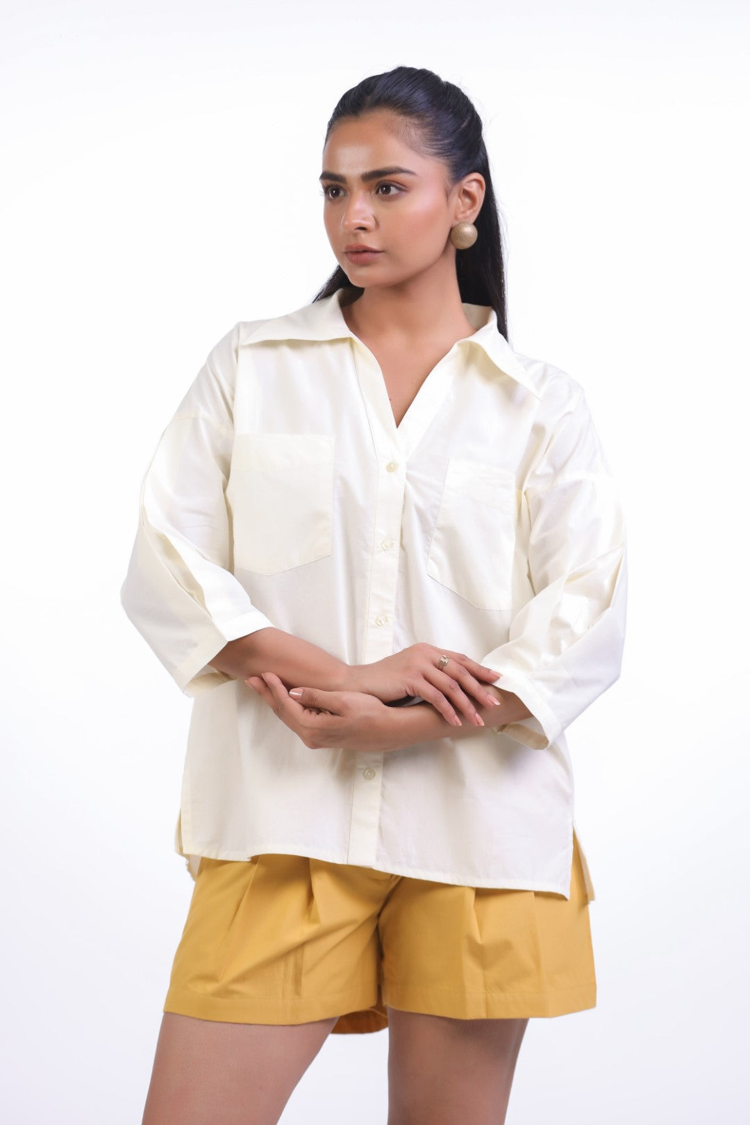 Women’s Off White Cotton Poplin Co-Ord Set