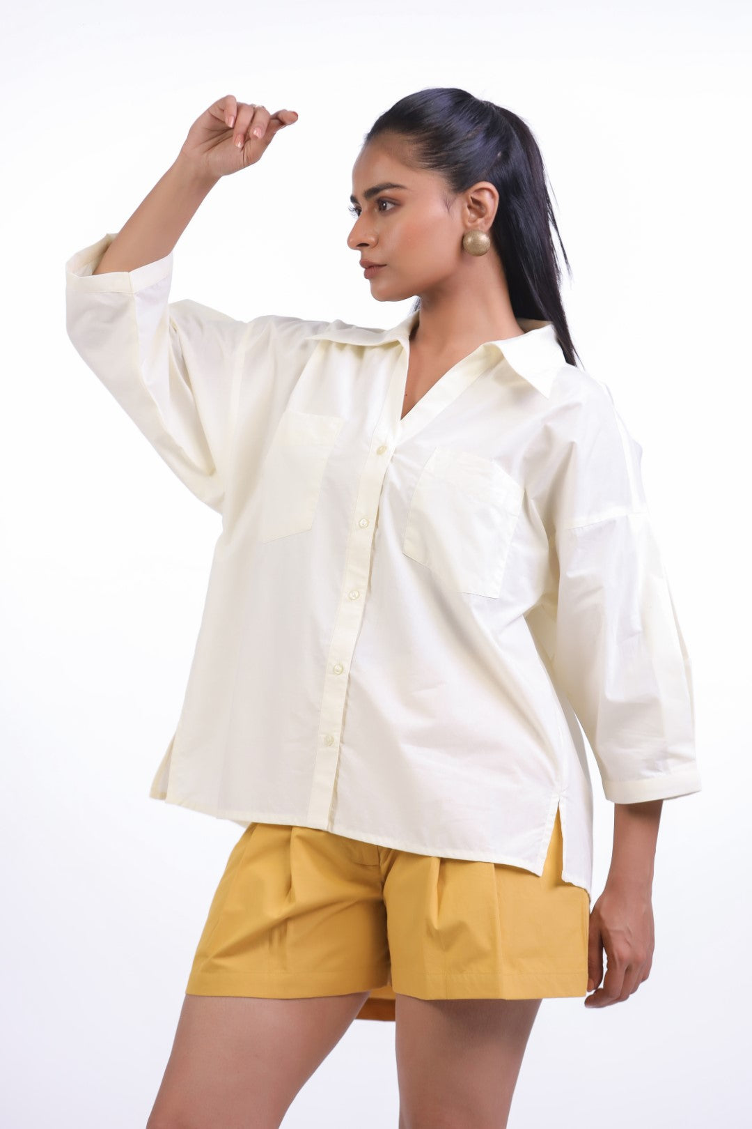 Women’s Off White Cotton Poplin Top