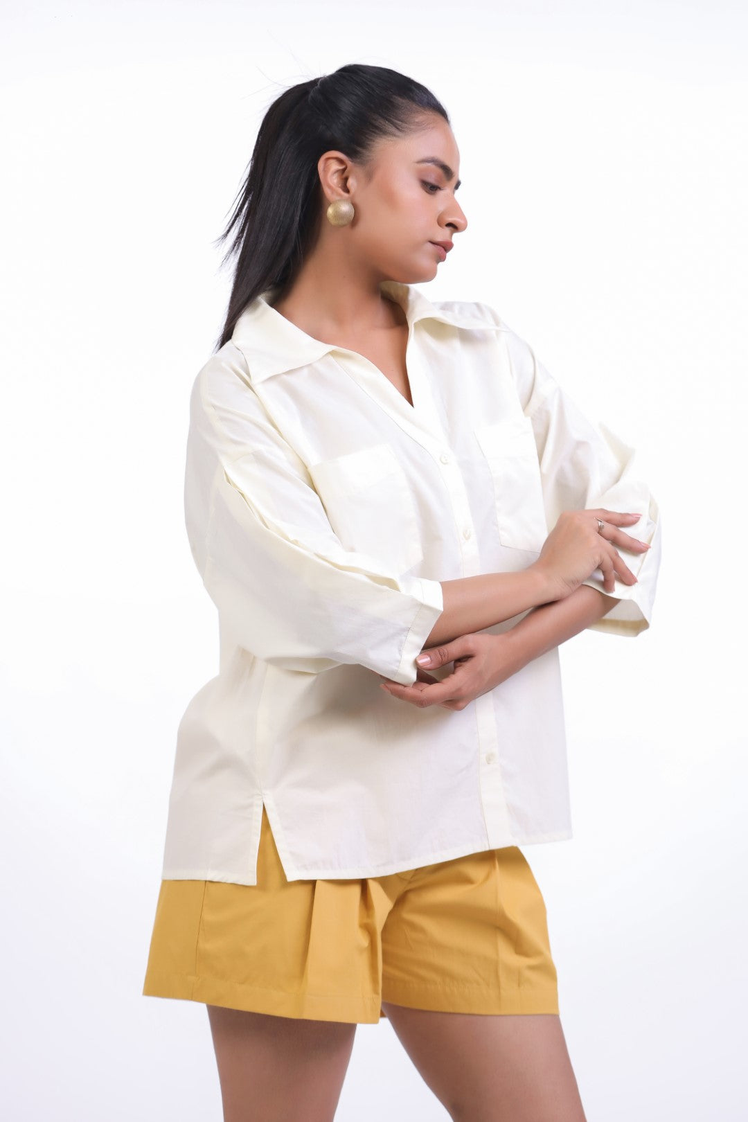 Women’s Off White Cotton Poplin Top