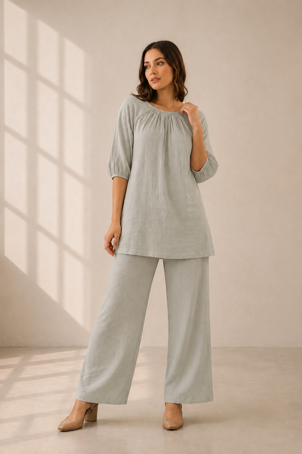 Soft Sage Relaxed Cotton Co-ord Set
