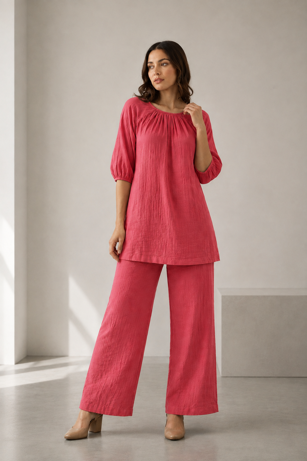 Rose Pink Relaxed Cotton Co-ord Set