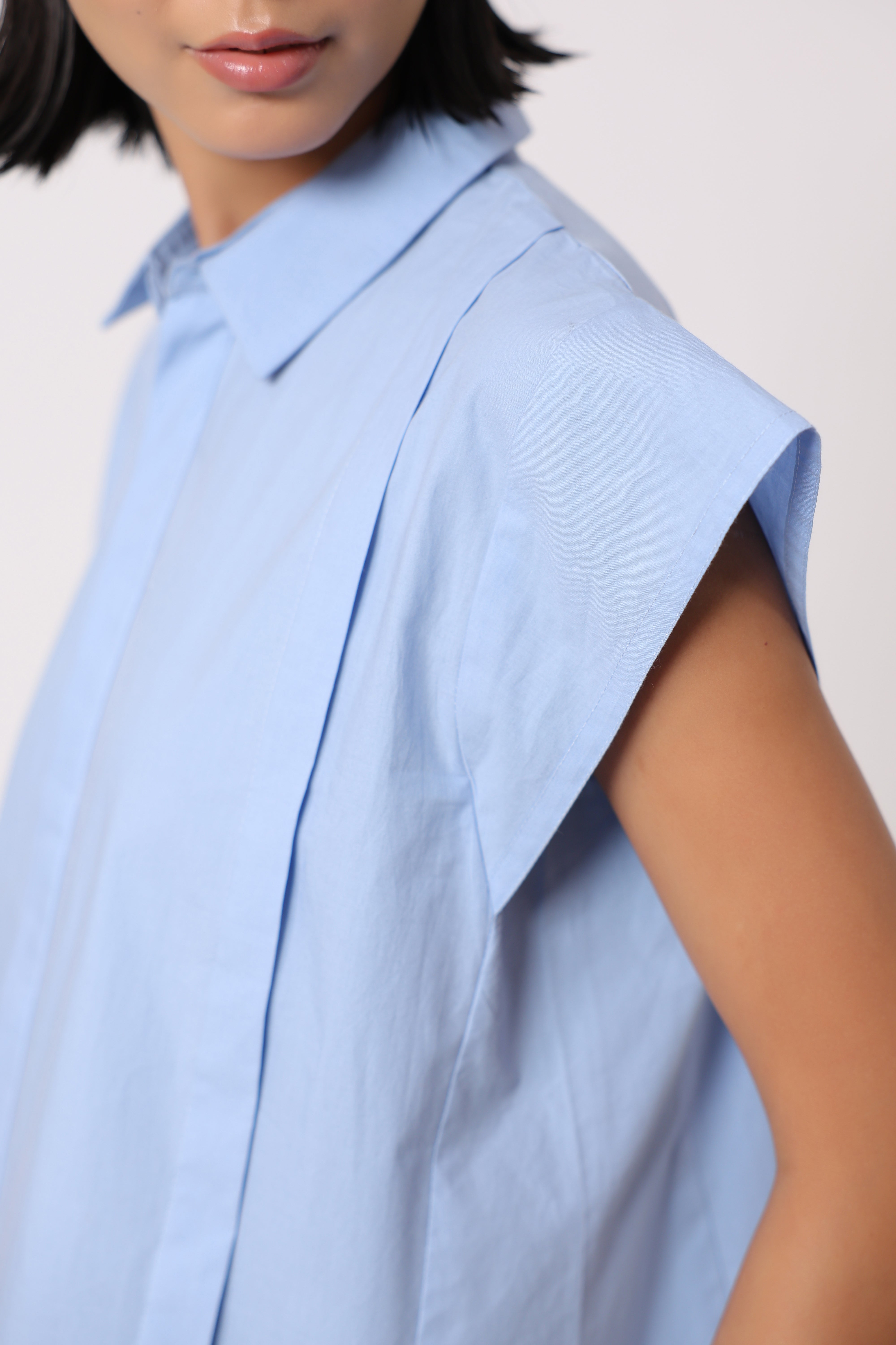 Women’s Blue Cotton Poplin Top