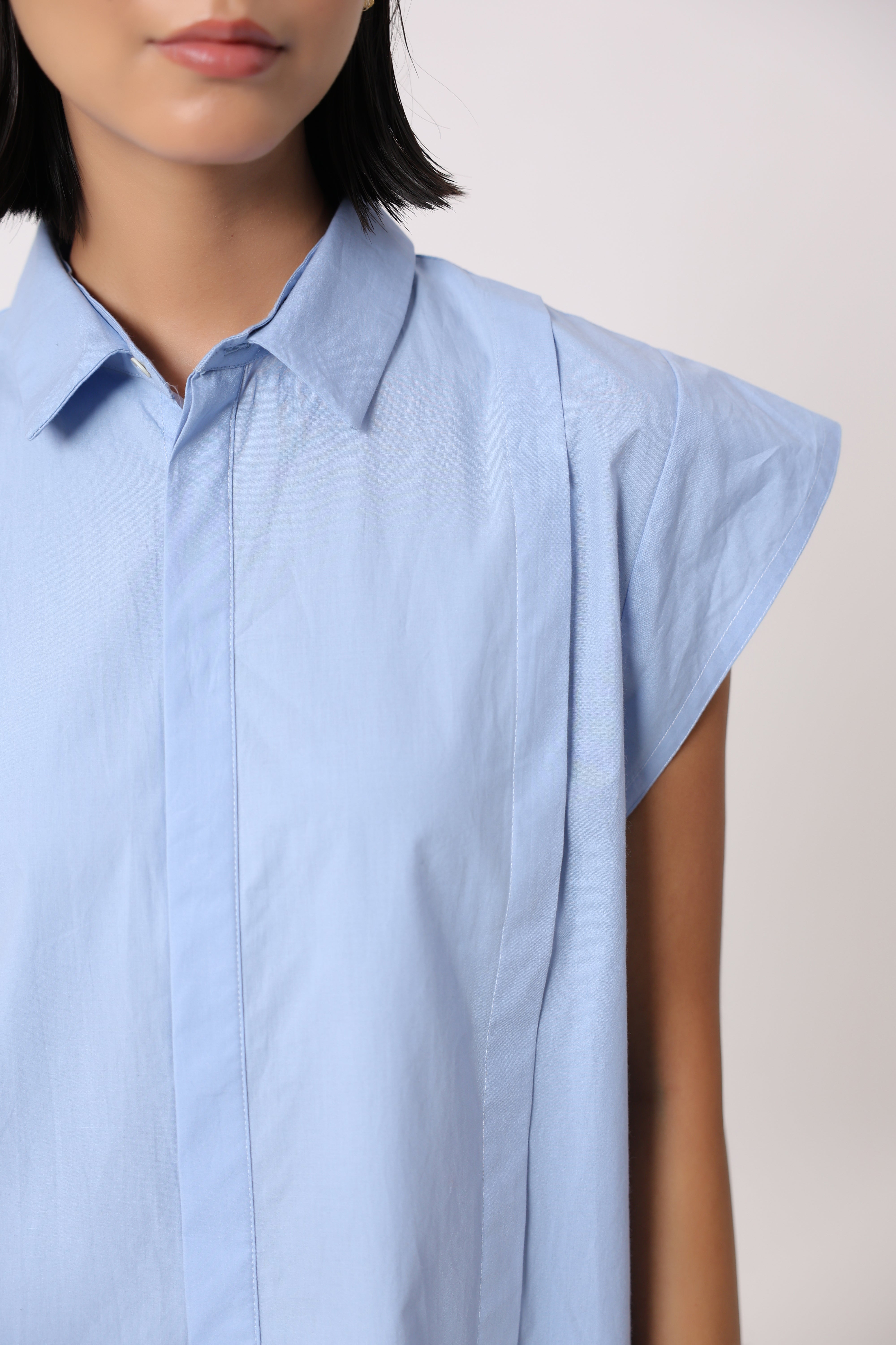 Women’s Blue Cotton Poplin Top