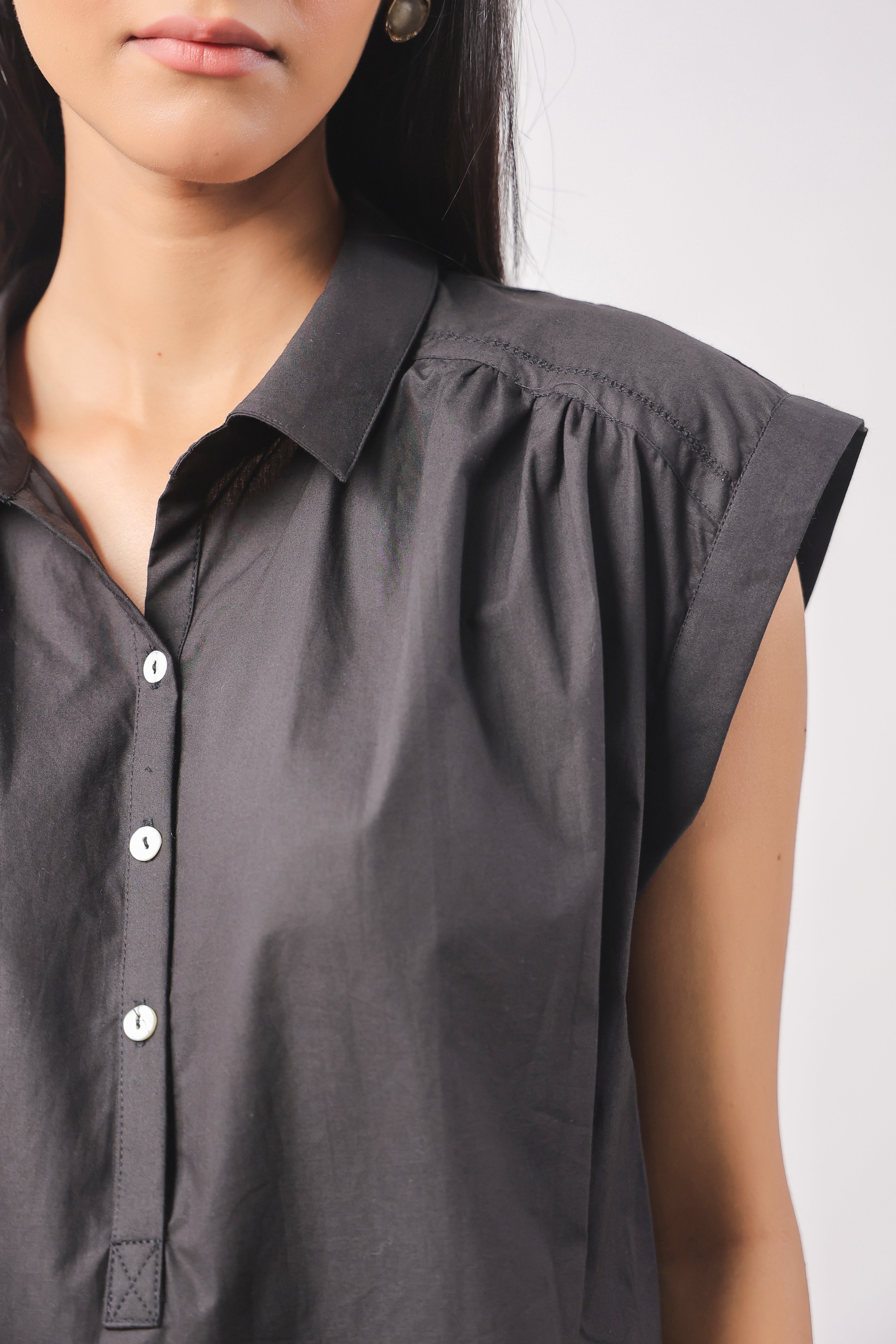 Women’s Black Cotton Top with Black Pants Co-Ord Set