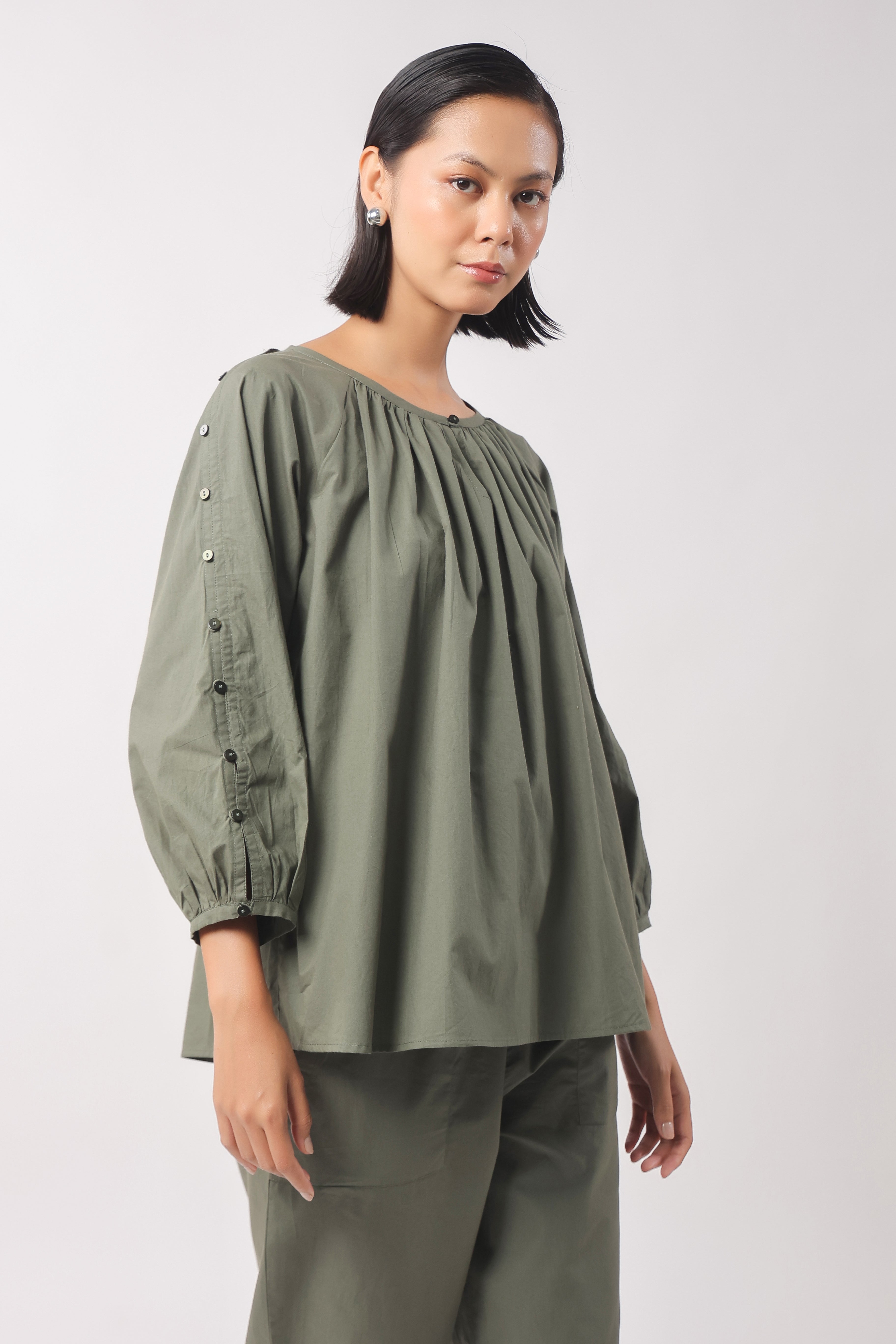 Women’s Green Cotton Top with Green Pants Co-Ord Set