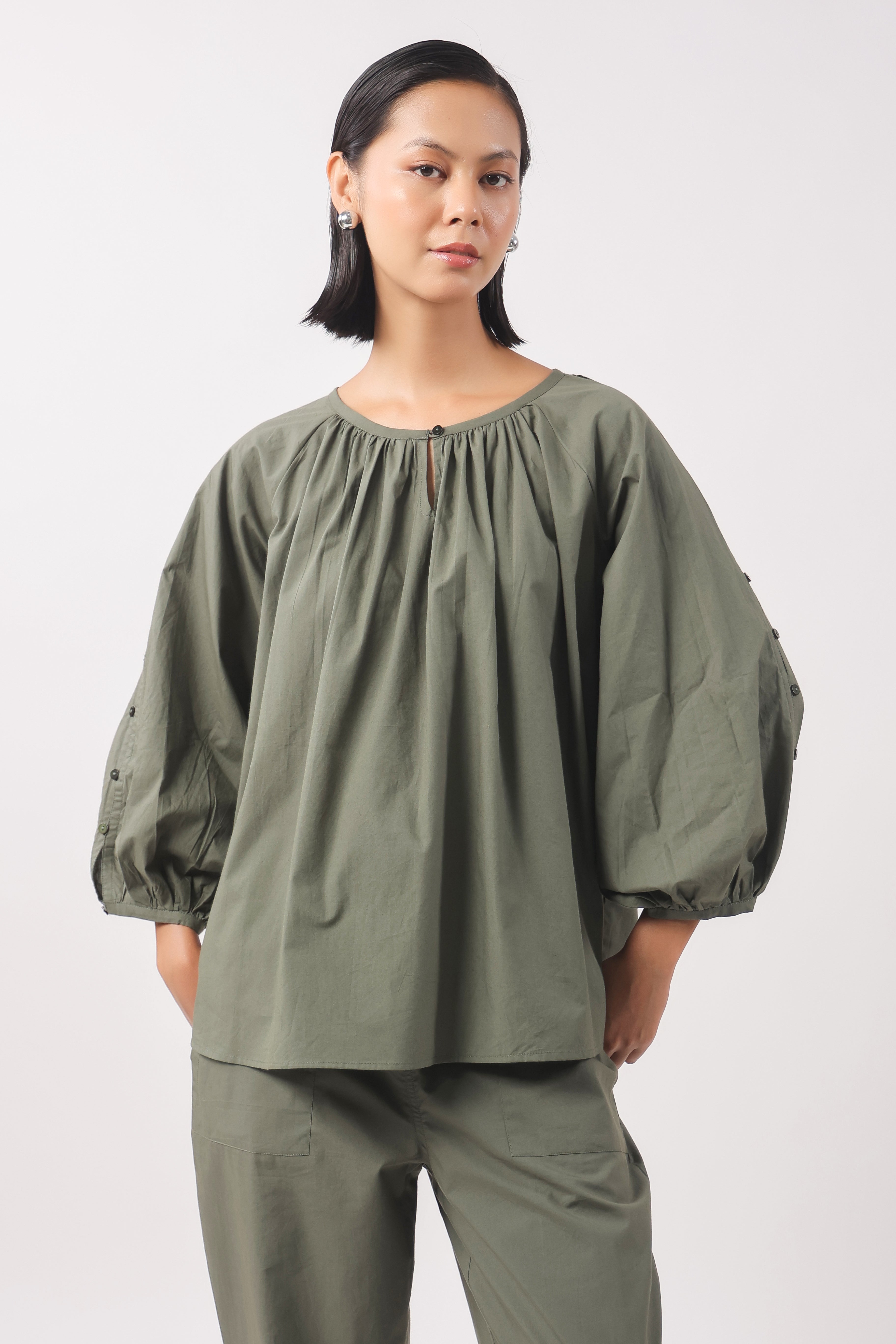Women’s Green Cotton Top with Green Pants Co-Ord Set