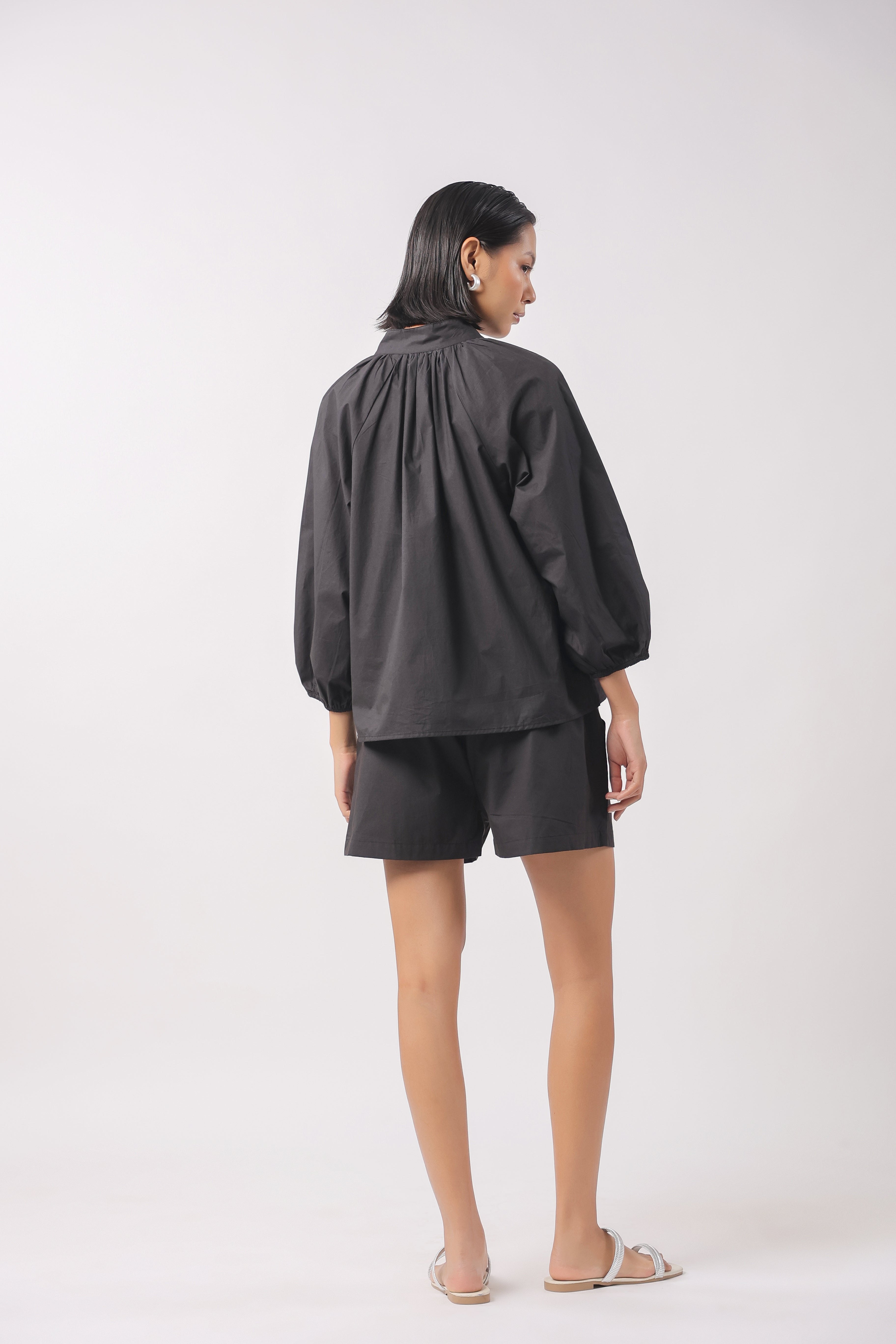 Women’s Black Cotton Top with Black Shorts Co-Ord Set