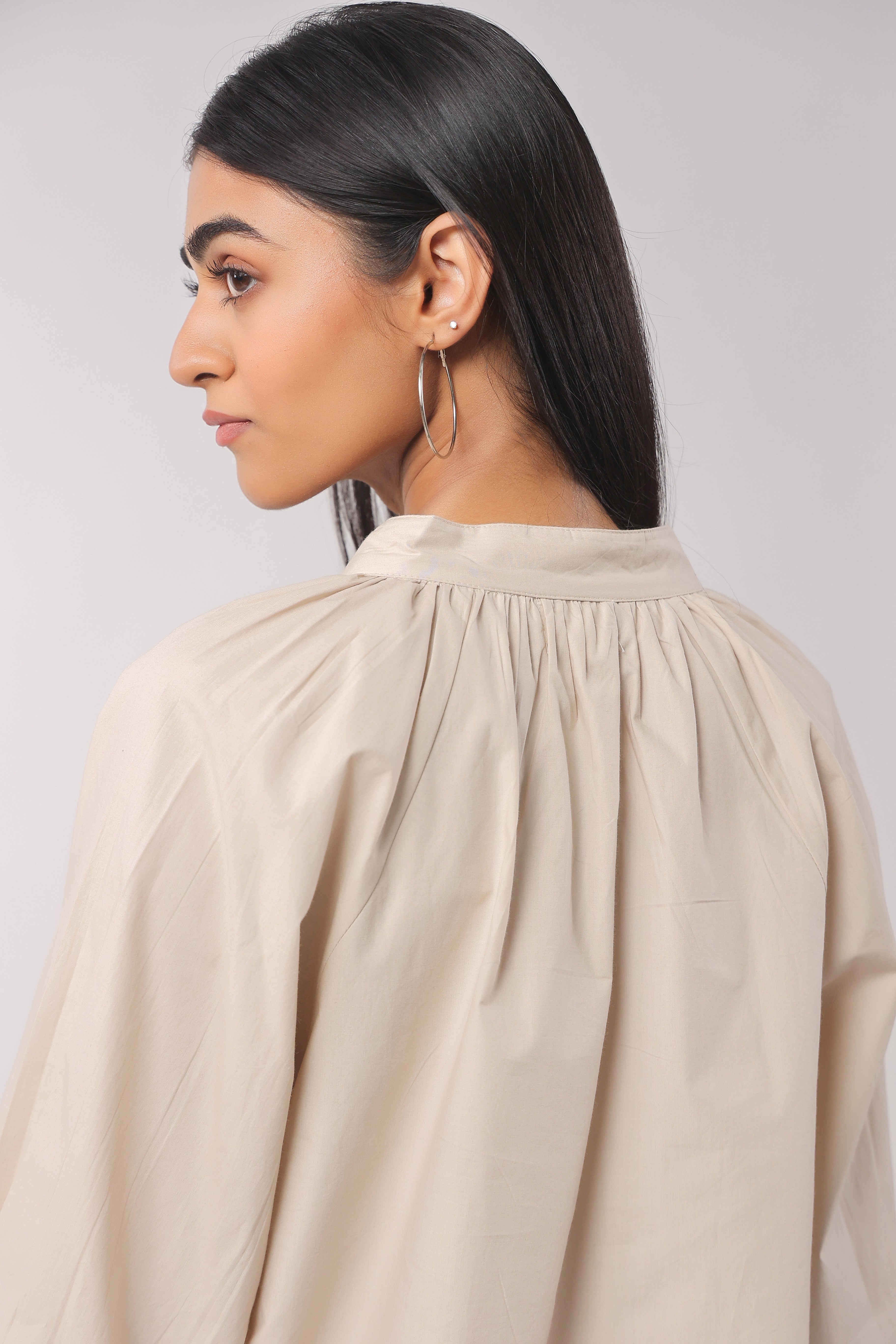 Women’s Beige Cotton Top with Beige Shorts Co-Ord Set