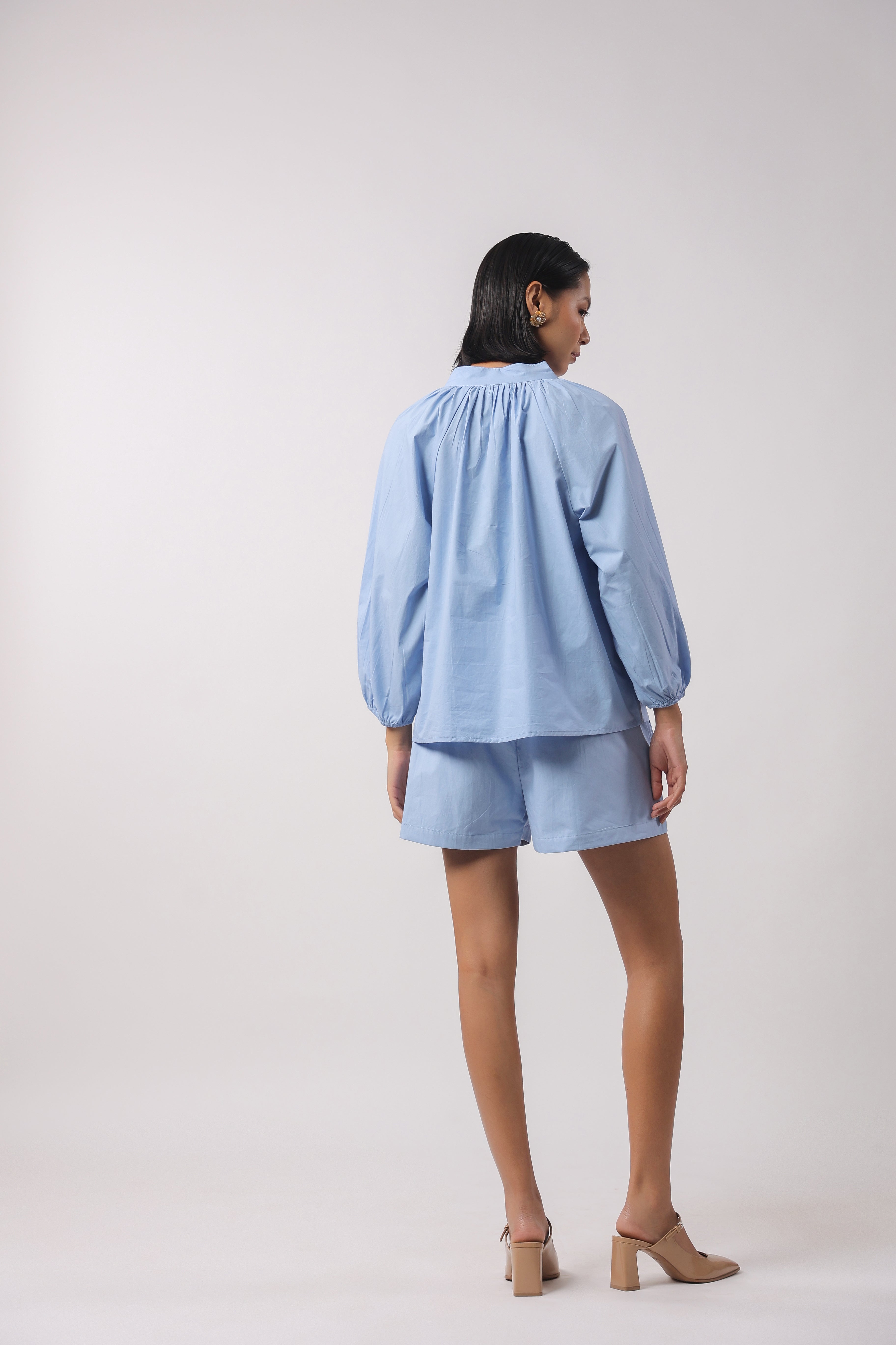 Women’s Blue Cotton Top with Blue Shorts Co-Ord Set
