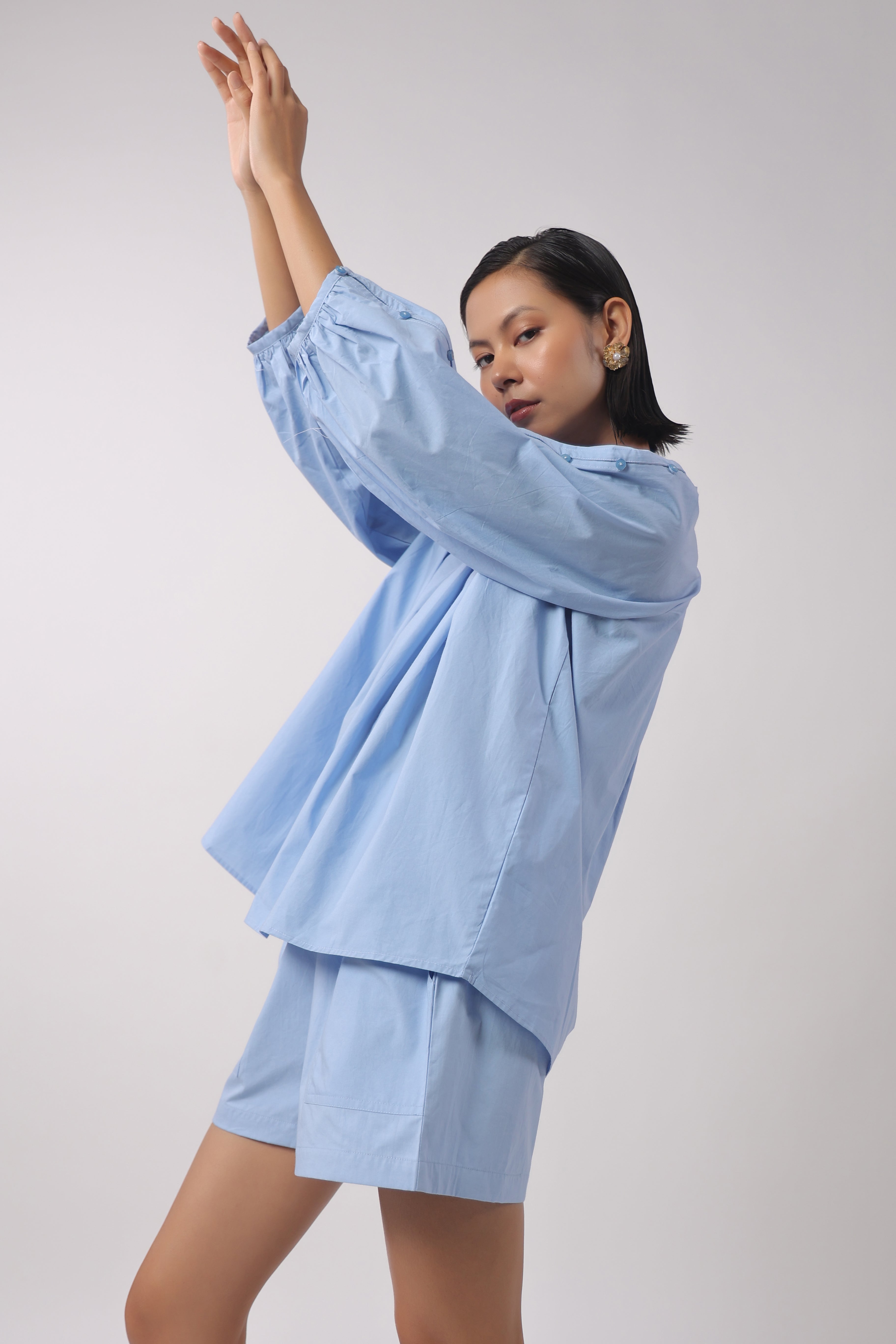 Women’s Blue Cotton Top with Blue Shorts Co-Ord Set