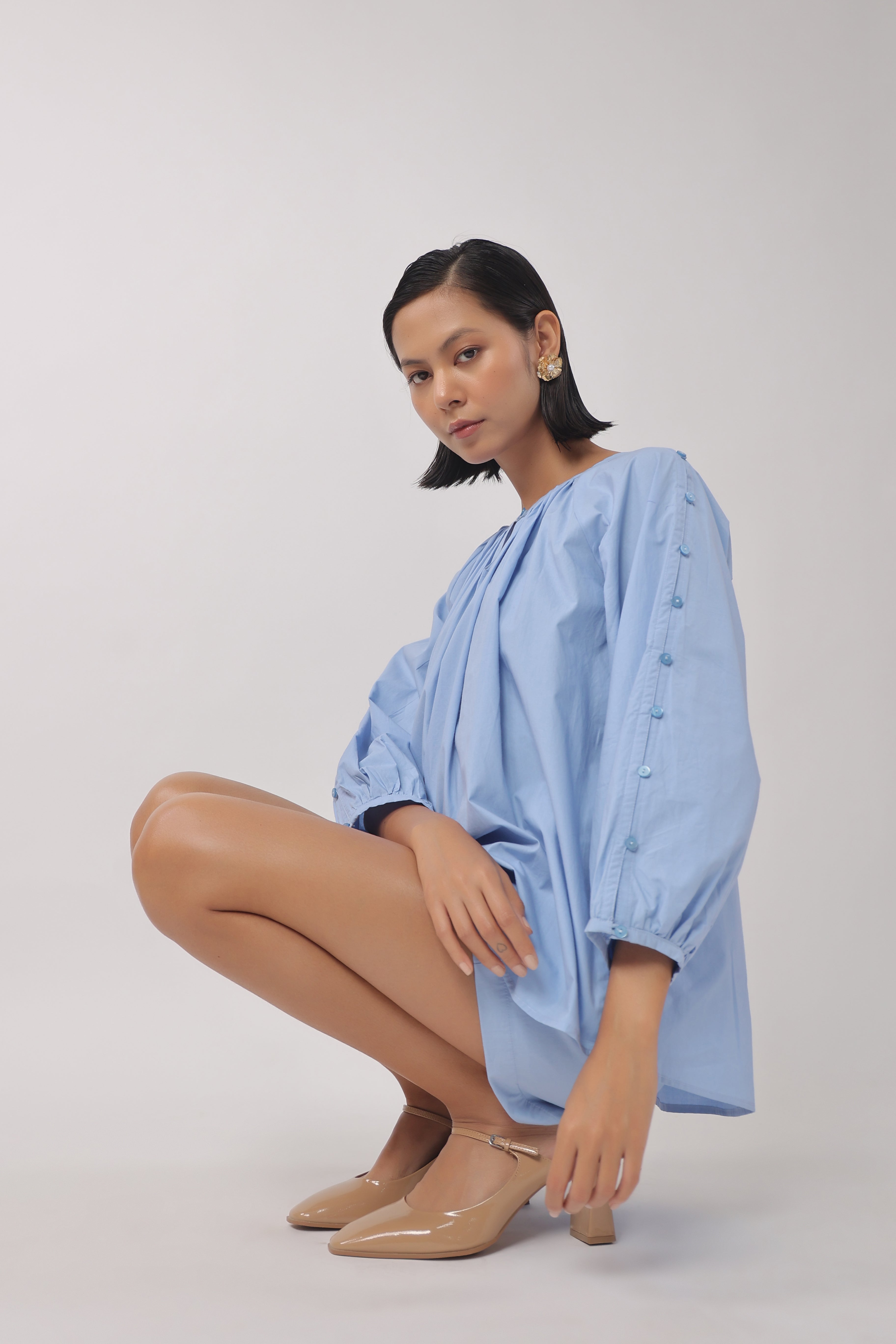 Women’s Blue Cotton Top with Blue Shorts Co-Ord Set