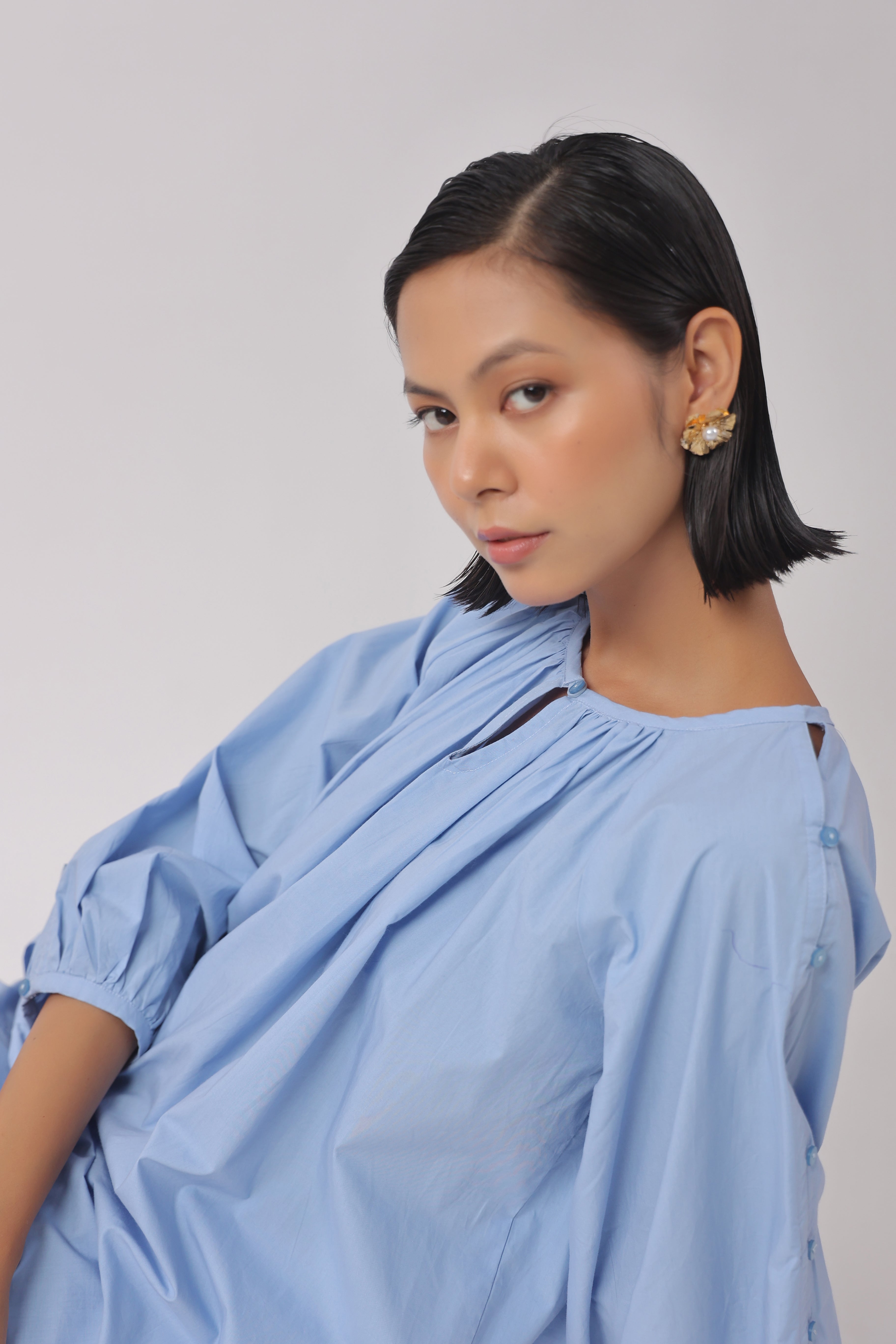 Women’s Blue Cotton Top with Blue Shorts Co-Ord Set