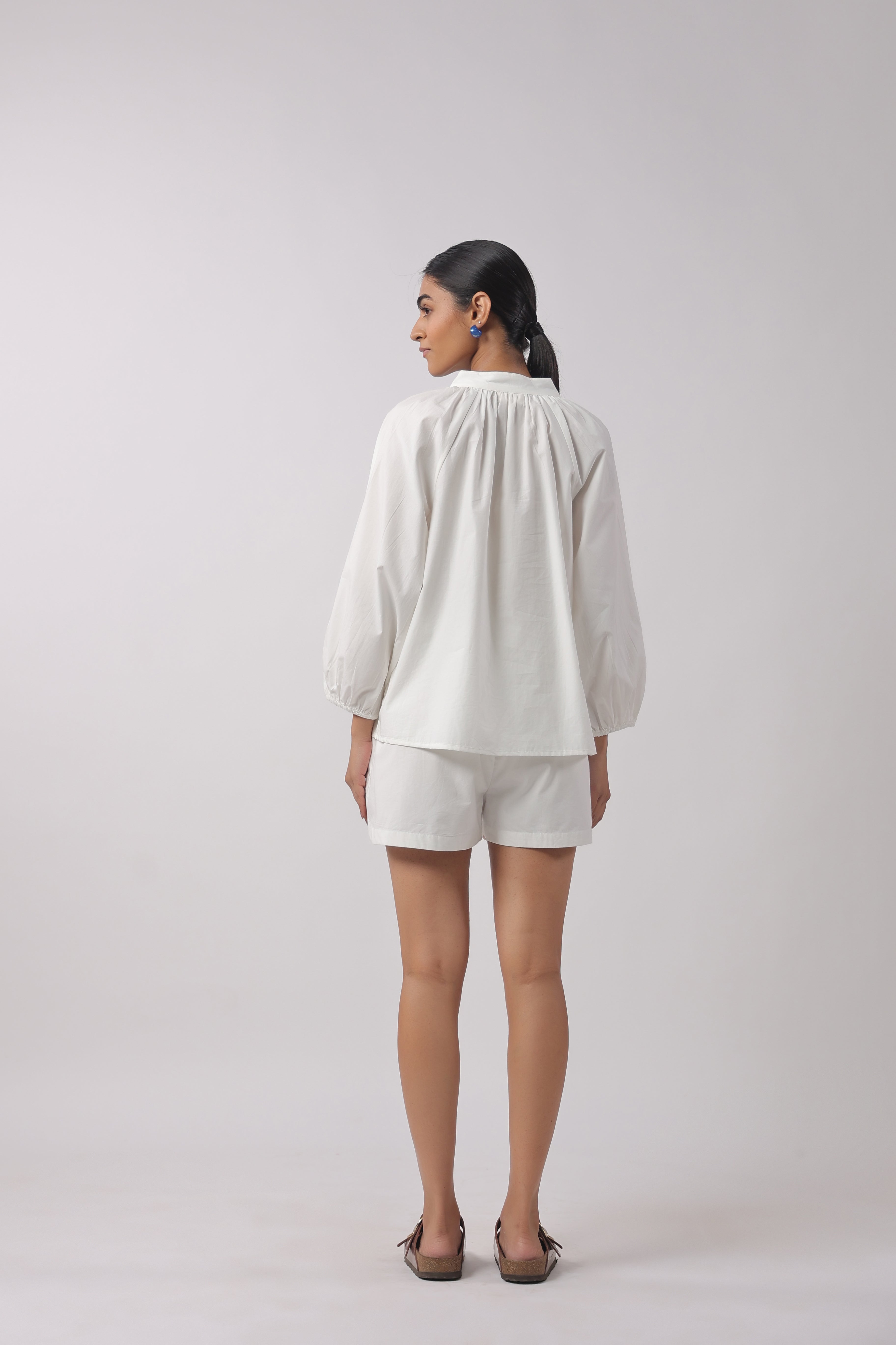 Women’s White Cotton Top with White Shorts Co-Ord Set