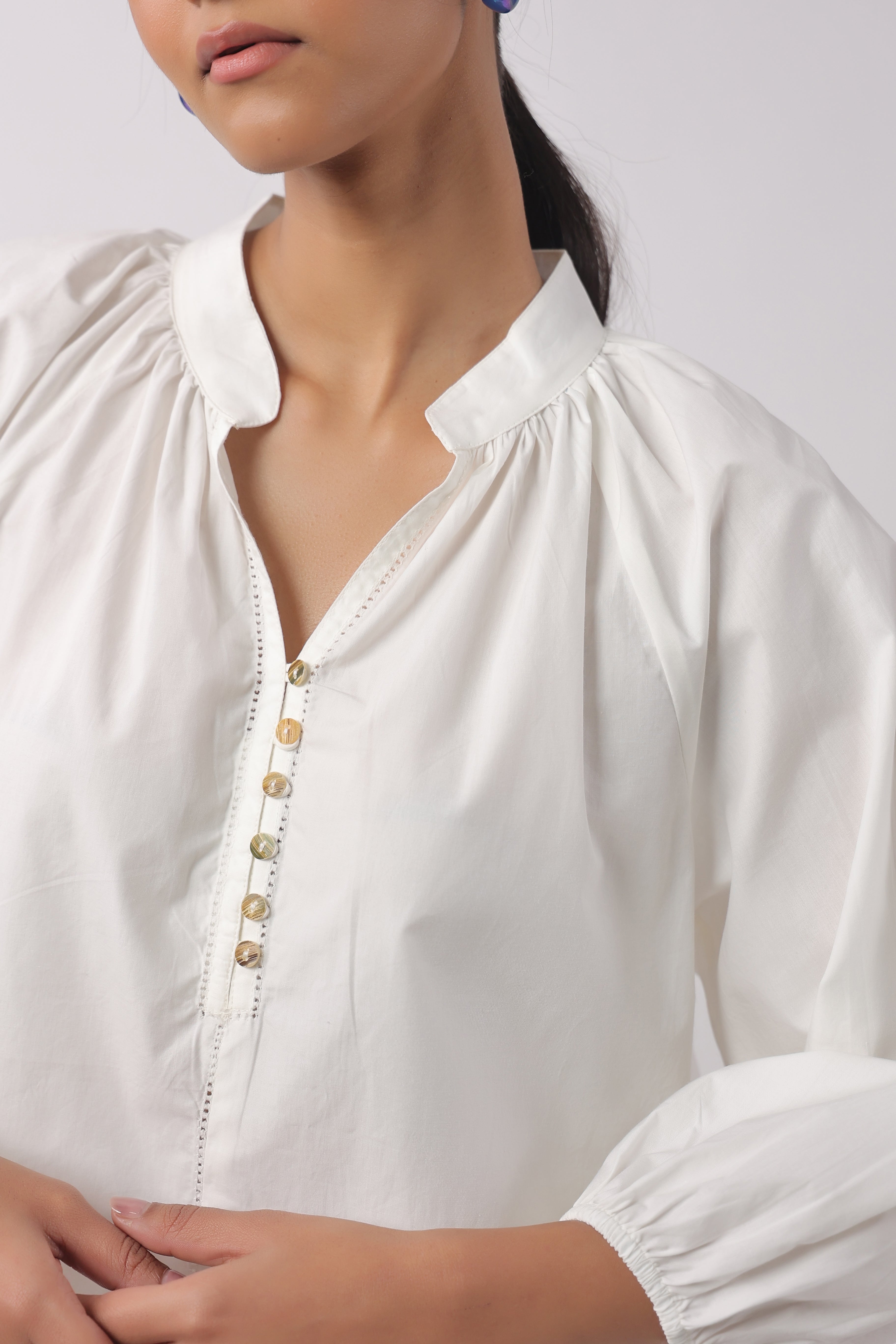 Women’s White Cotton Top with White Shorts Co-Ord Set