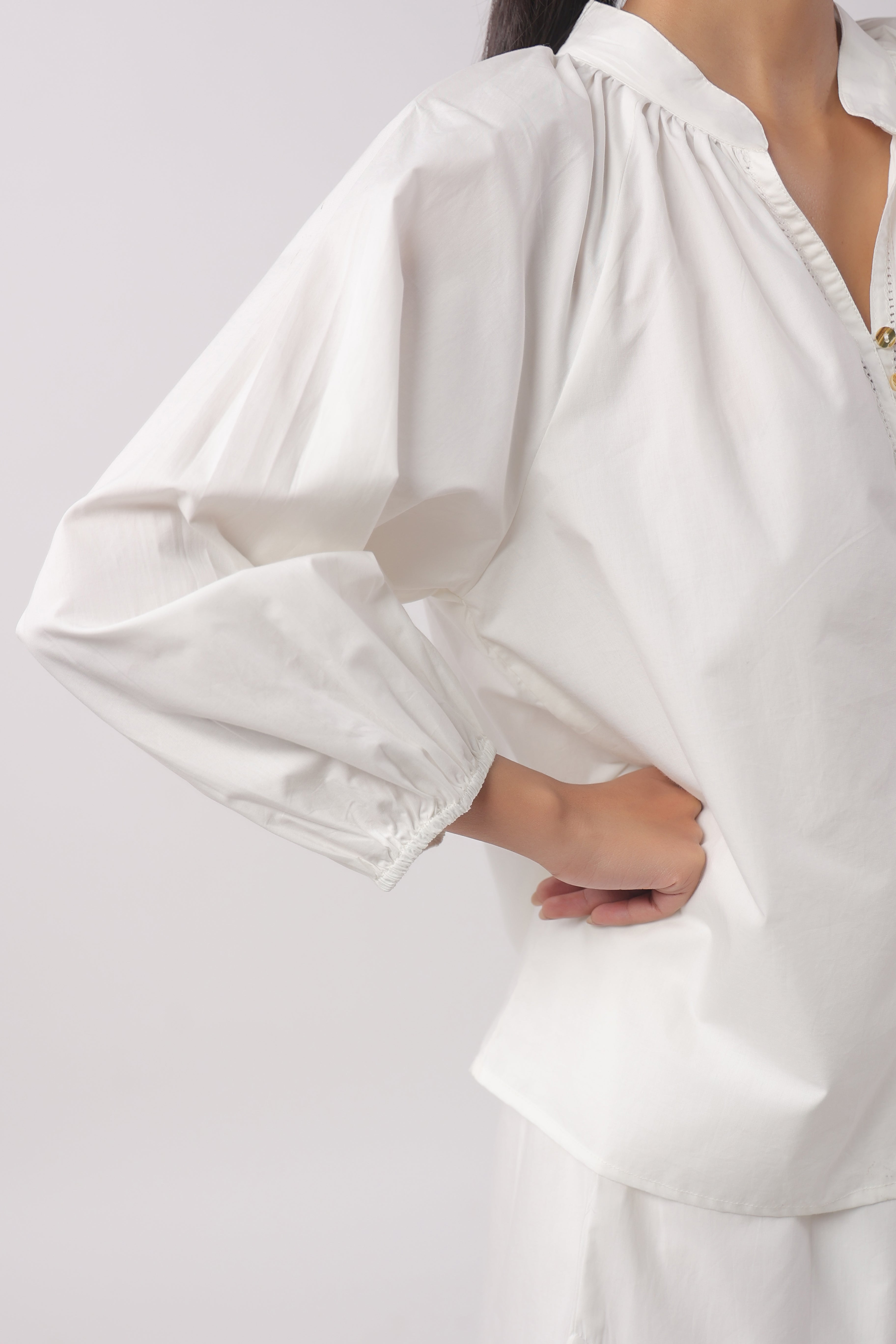 Women’s White Cotton Top with White Shorts Co-Ord Set