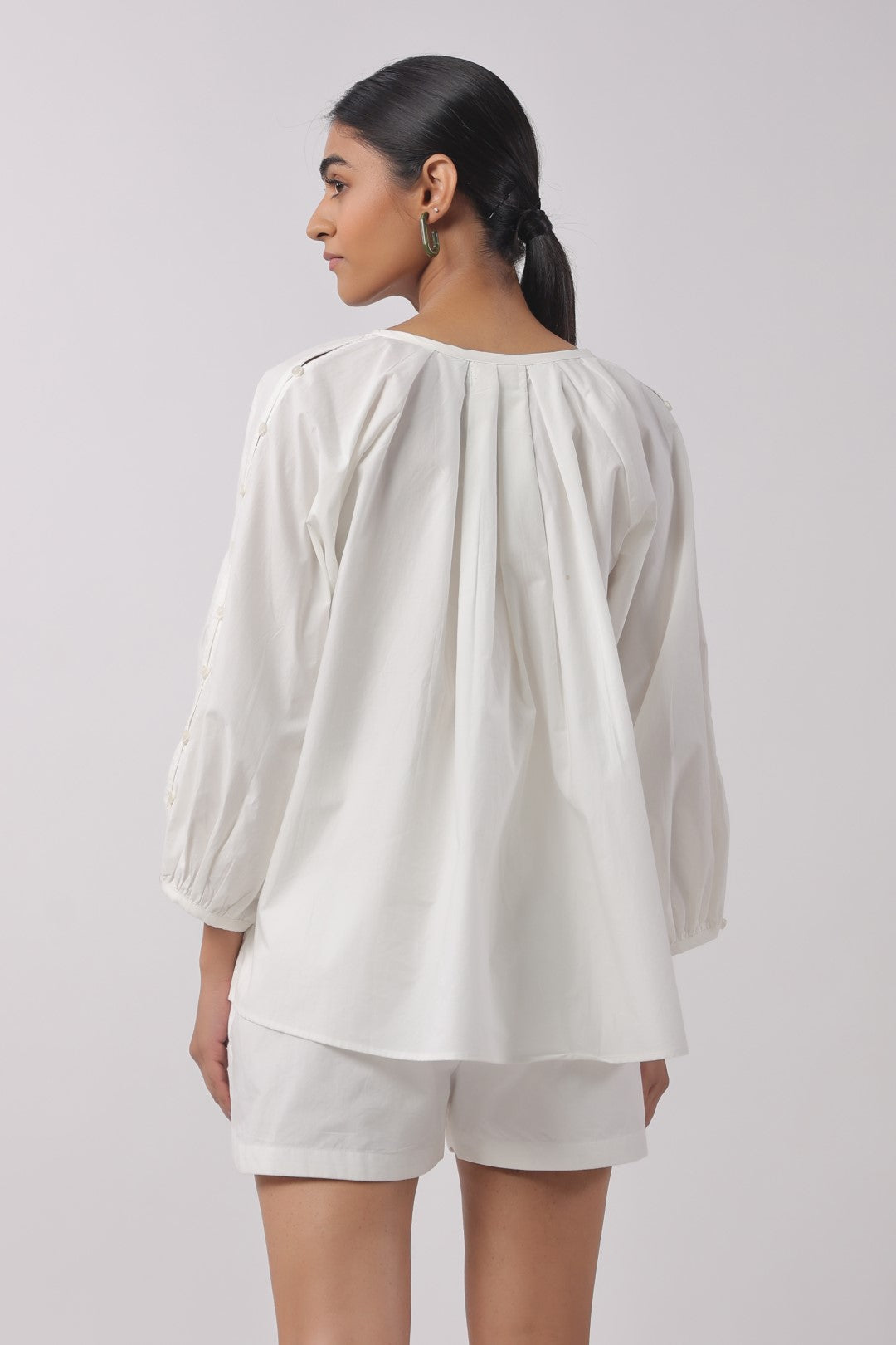 Women’s Navy Cotton Poplin Top
