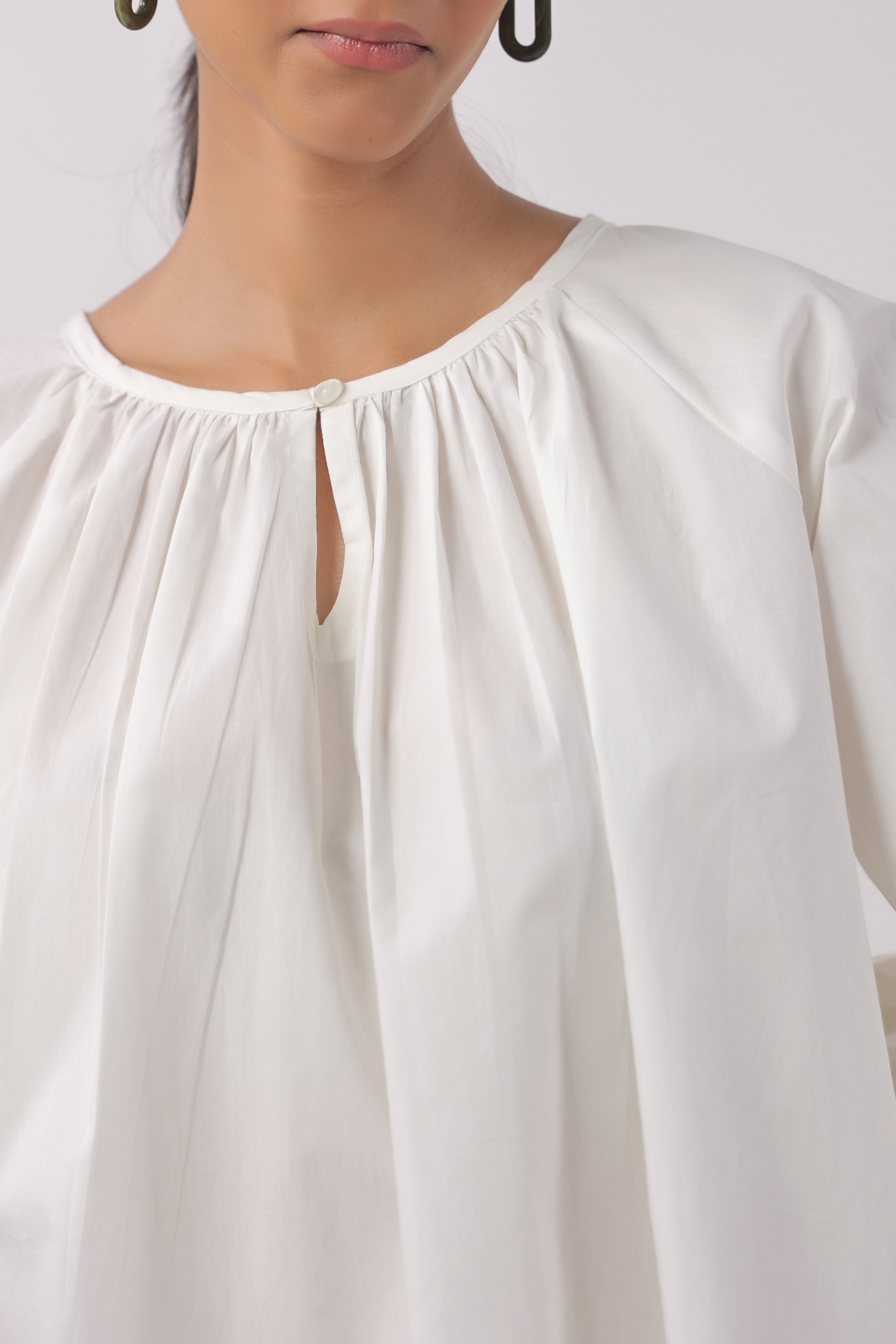 Women’s White Cotton Top with White Shorts Co-Ord Set