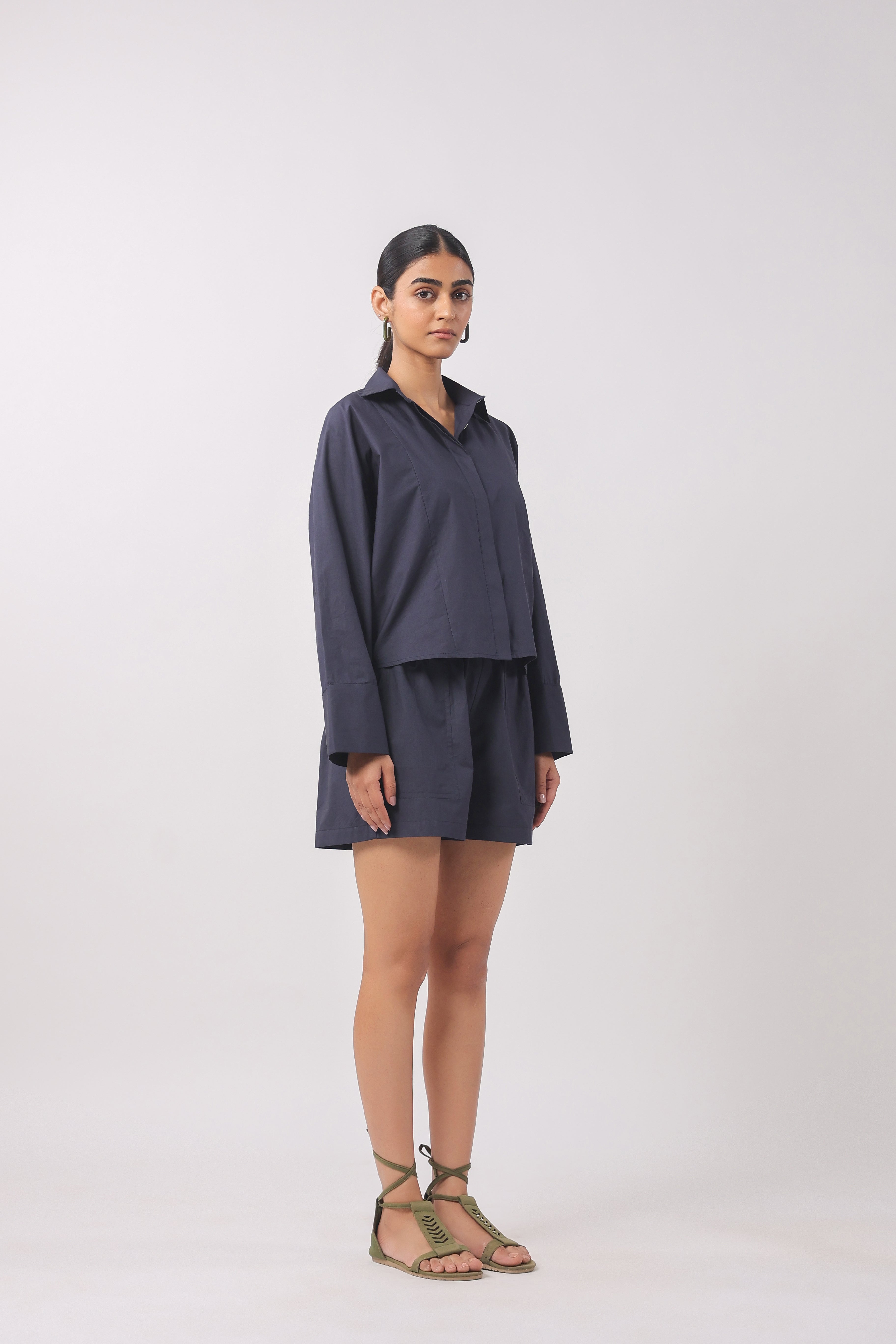 Women’s Navy Cotton Top with Navy Shorts Co-Ord Set