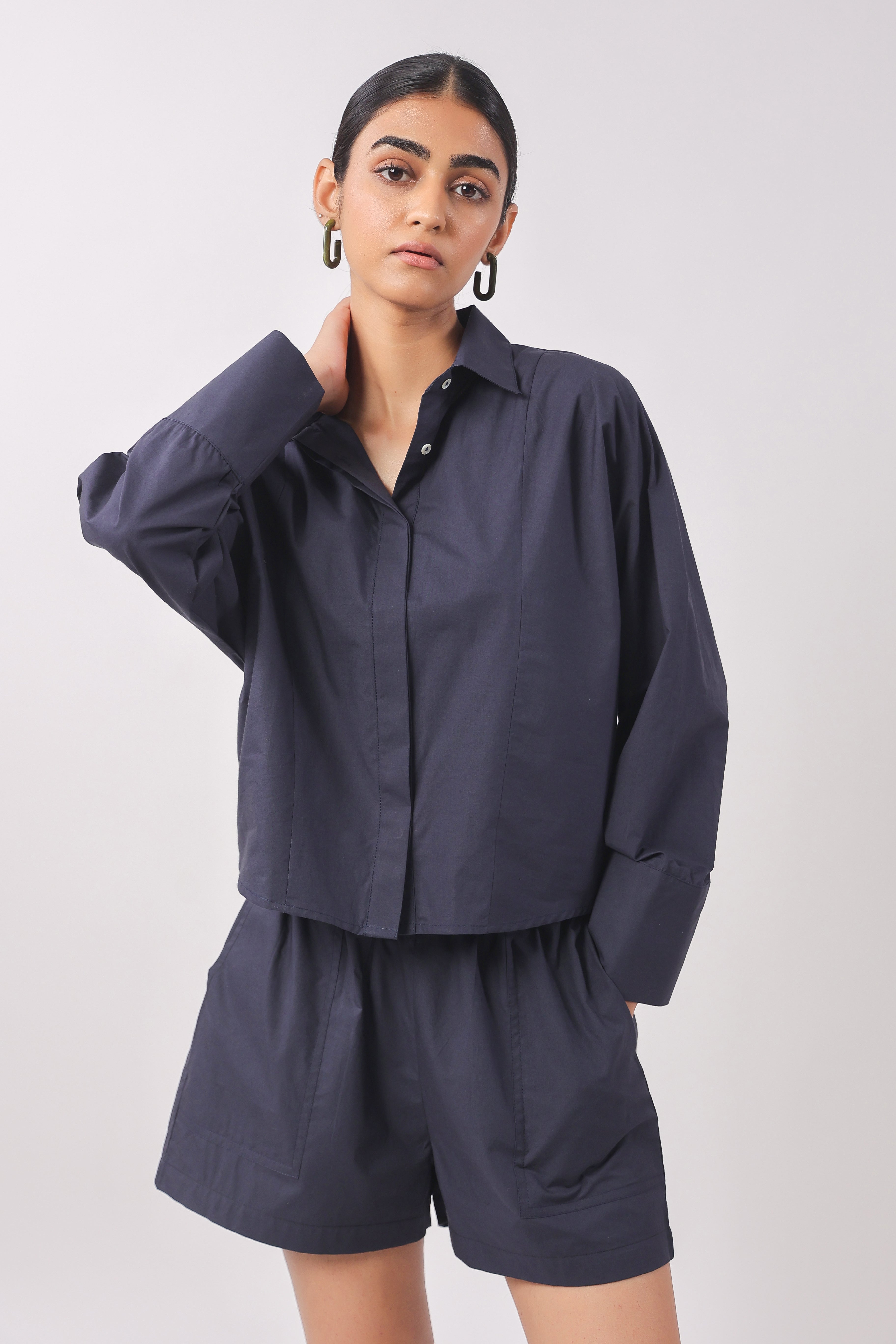 Women’s Navy Cotton Top with Navy Shorts Co-Ord Set