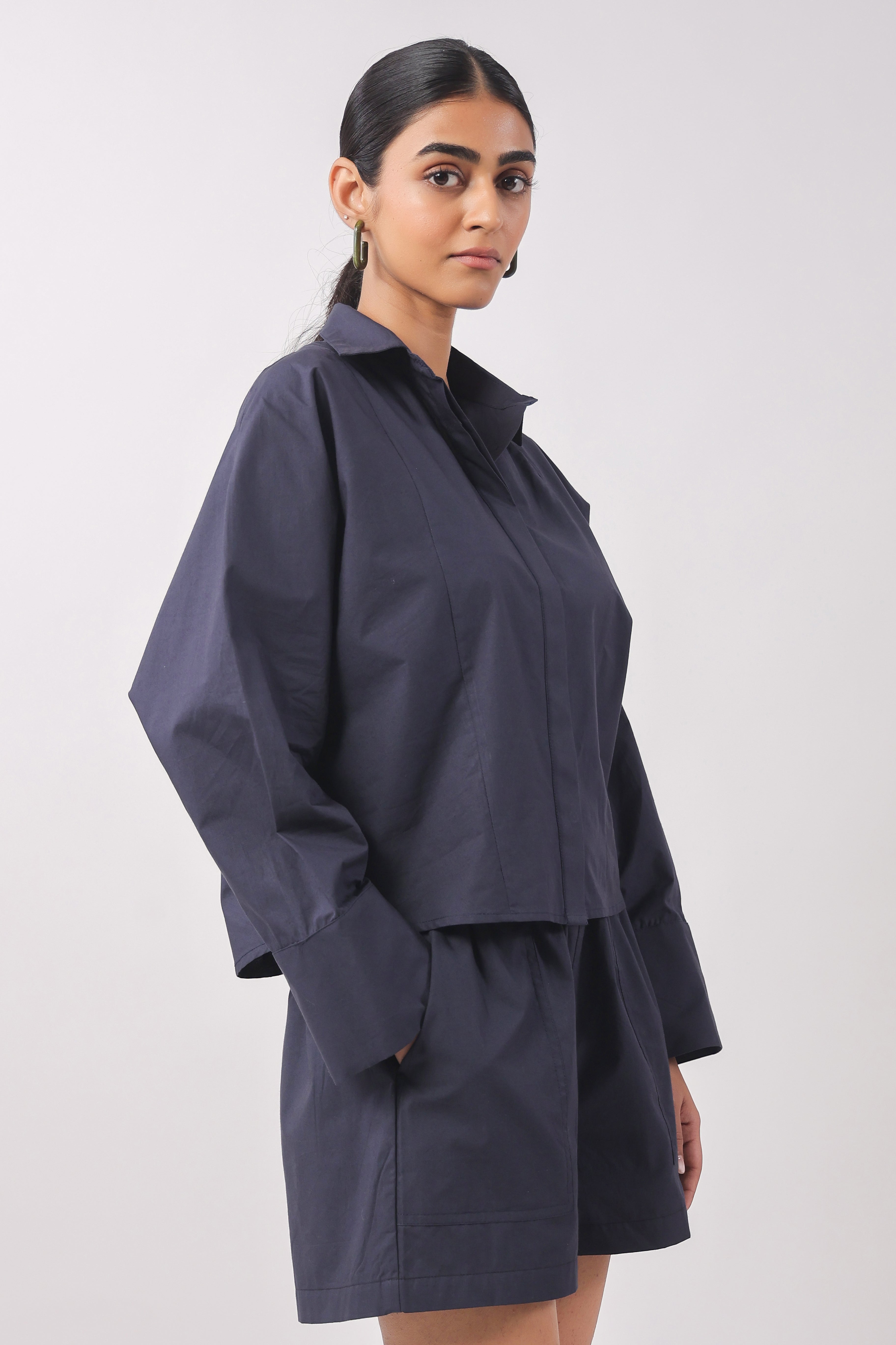 Women’s Navy Cotton Top with Navy Shorts Co-Ord Set