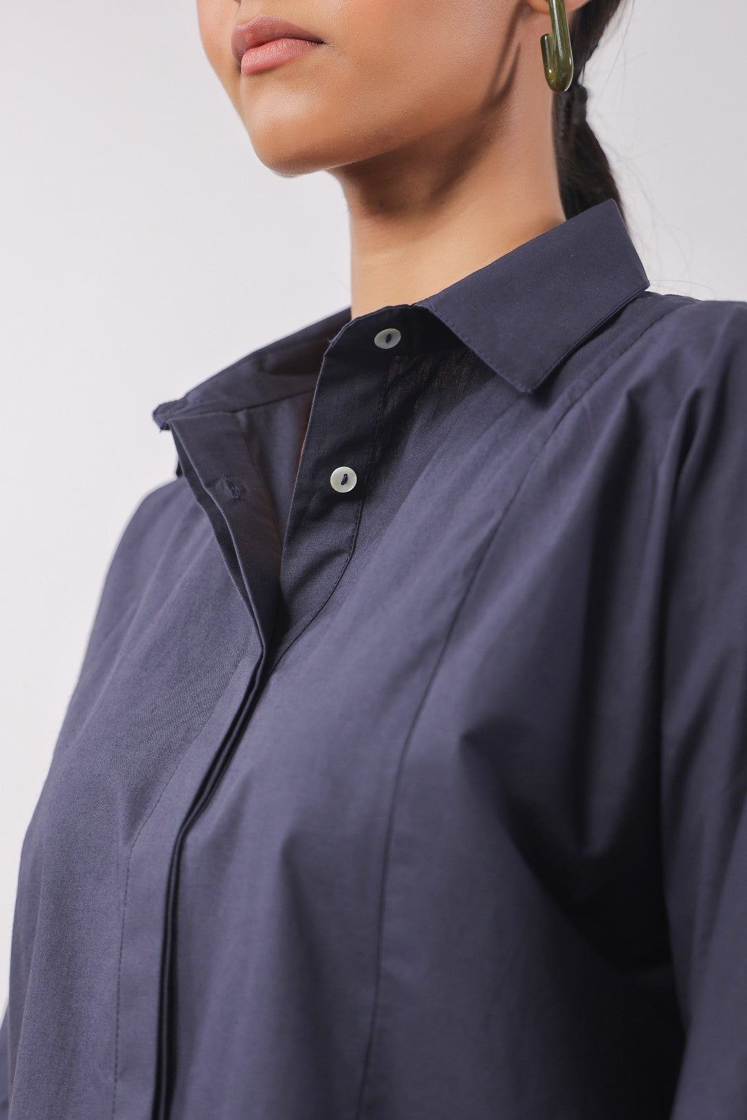 Women’s Navy Cotton Poplin Top