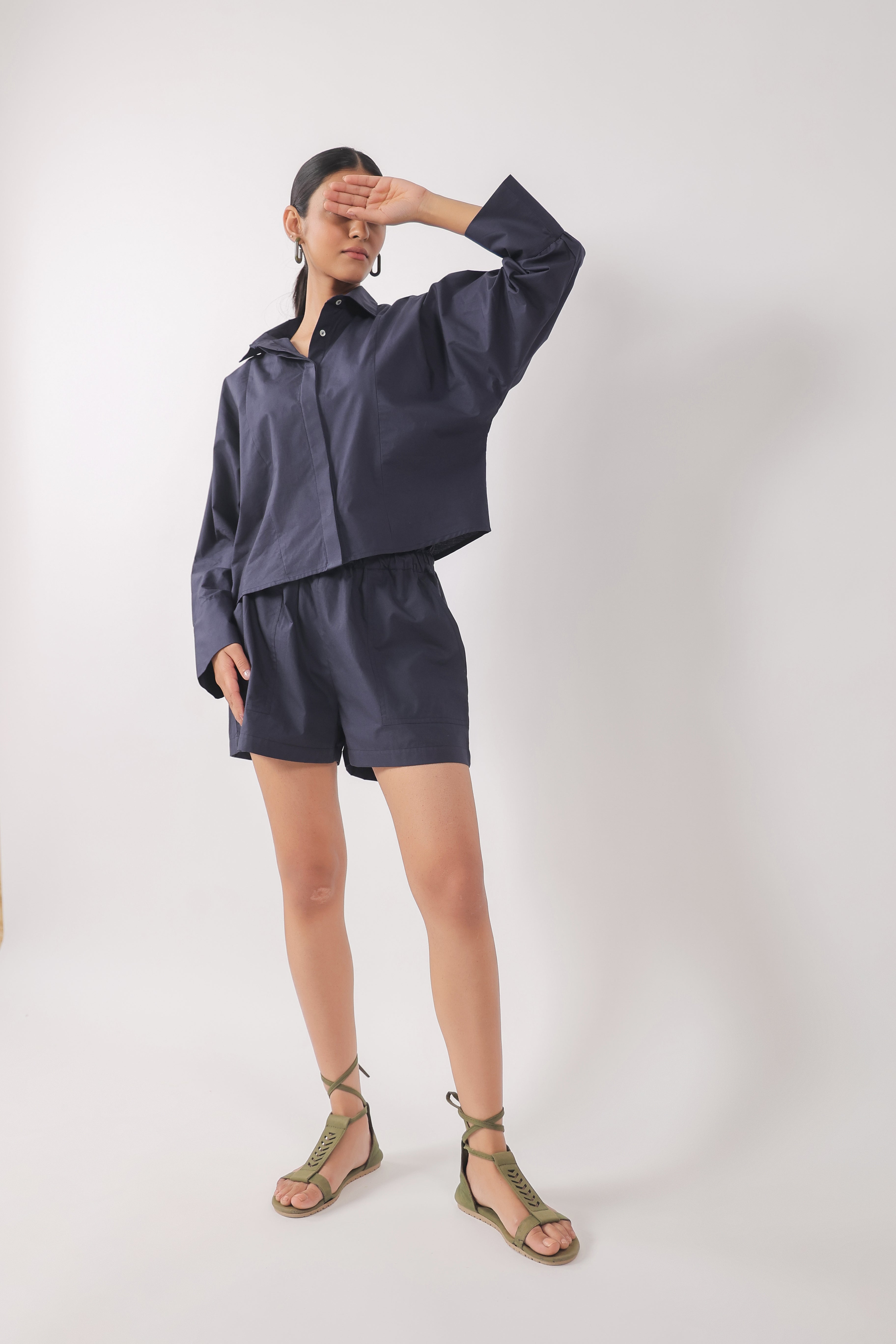 Women’s Navy Cotton Top with Navy Shorts Co-Ord Set