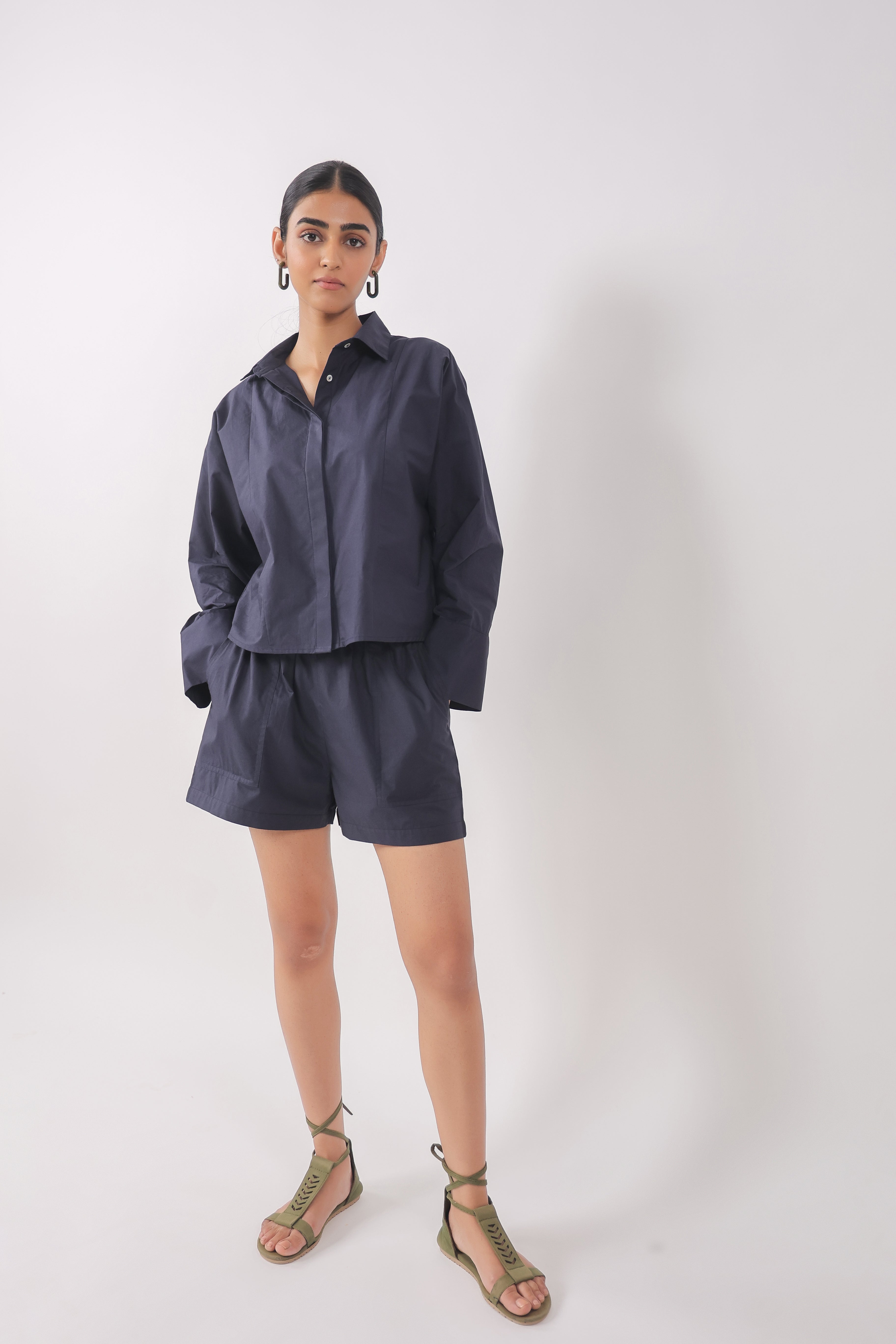 Women’s Navy Cotton Top with Navy Shorts Co-Ord Set