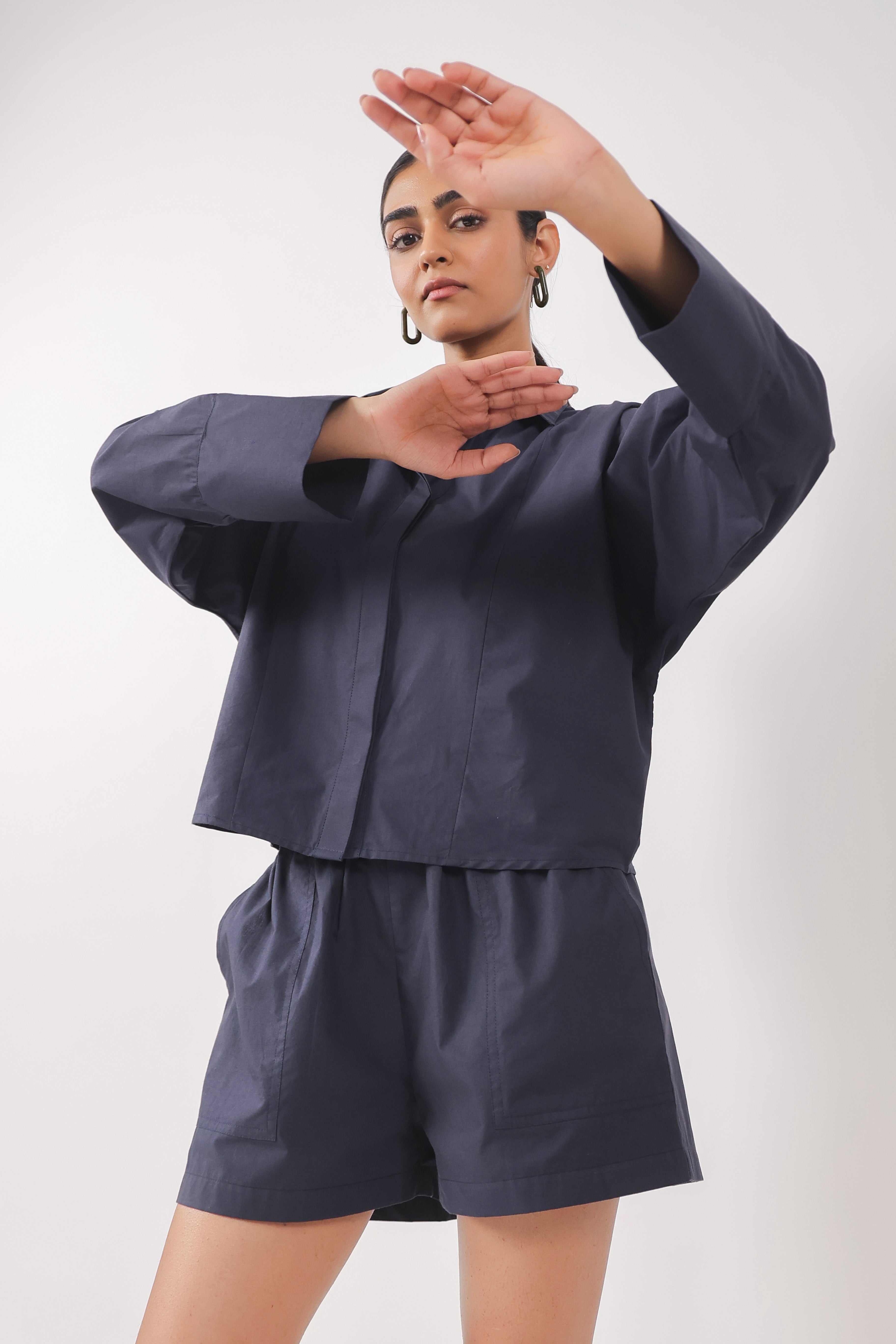 Women’s Navy Cotton Top with Navy Shorts Co-Ord Set