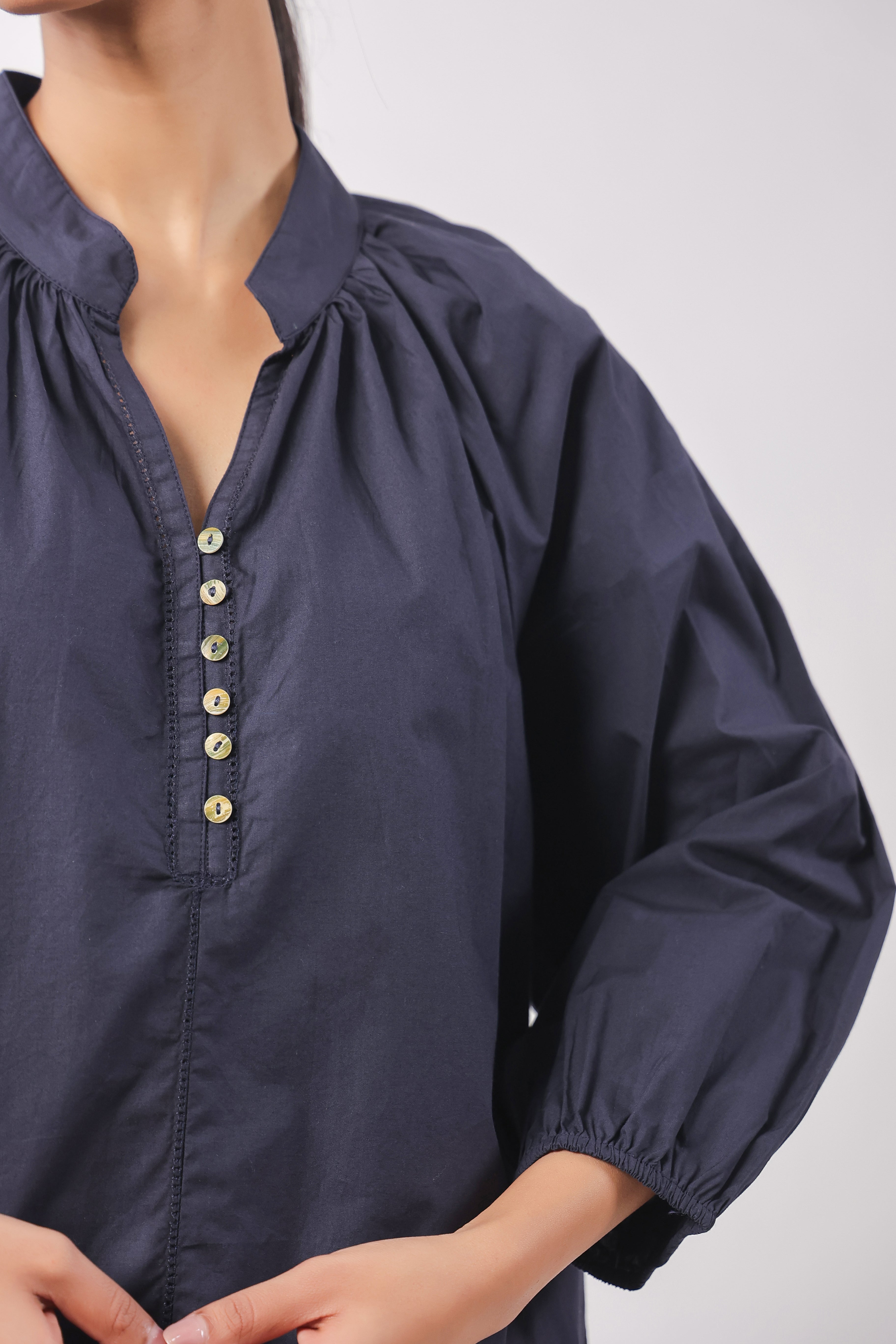 Women’s Navy Blue Cotton Top with Navy Blue Shorts Co-Ord Set