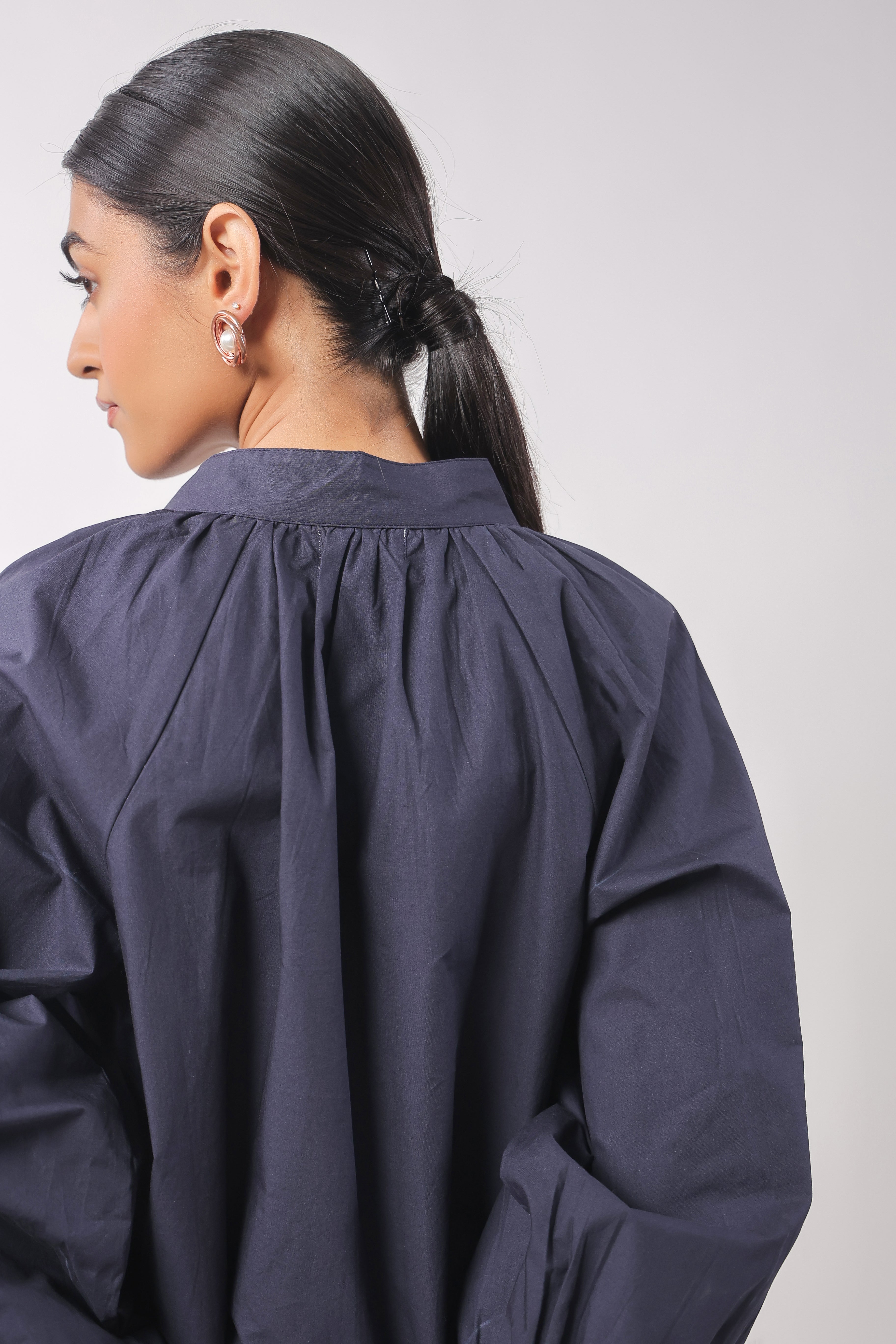 Women’s Navy Blue Cotton Top with Navy Blue Shorts Co-Ord Set