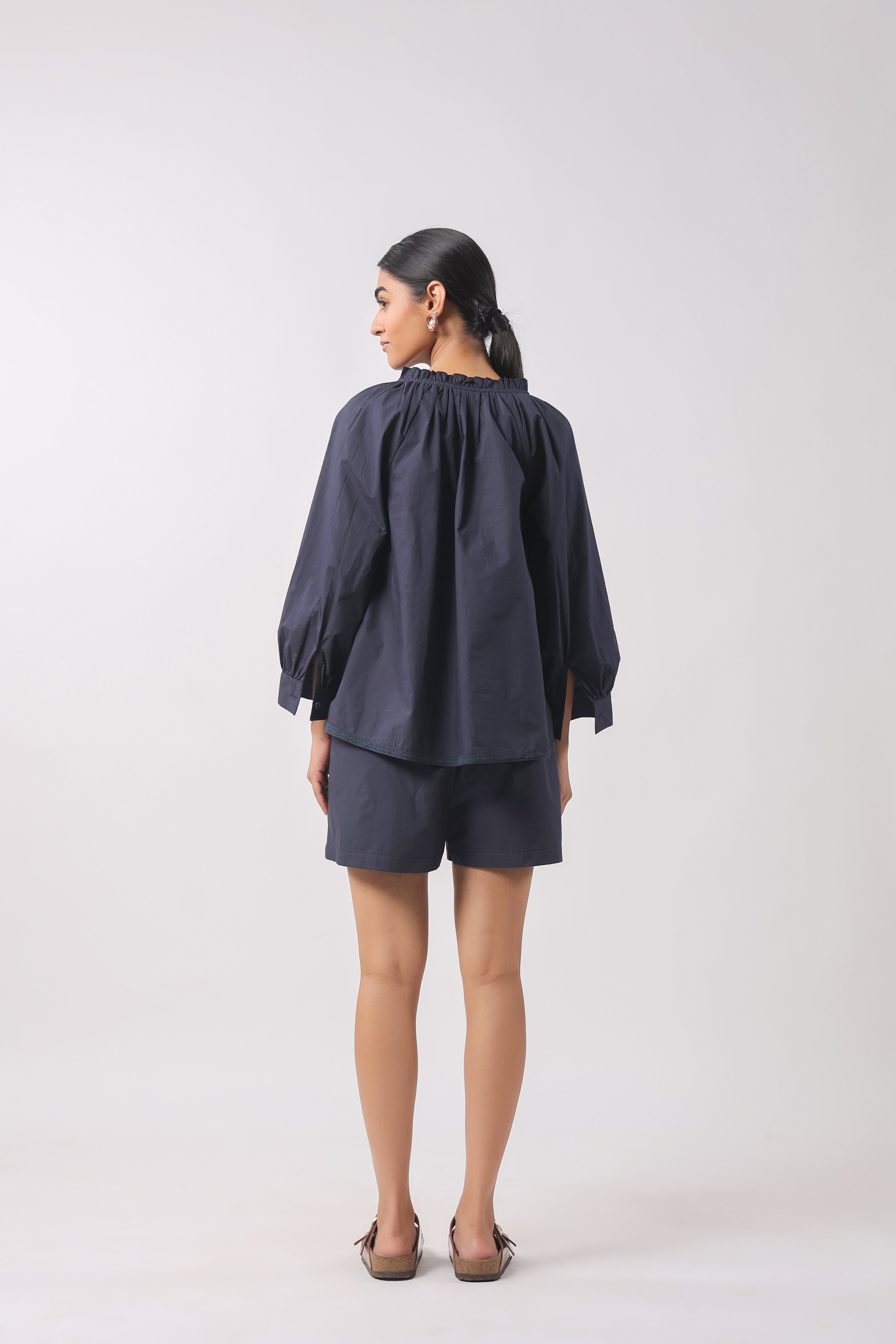 Women’s Navy Blue Cotton Poplin Co-Ord Set